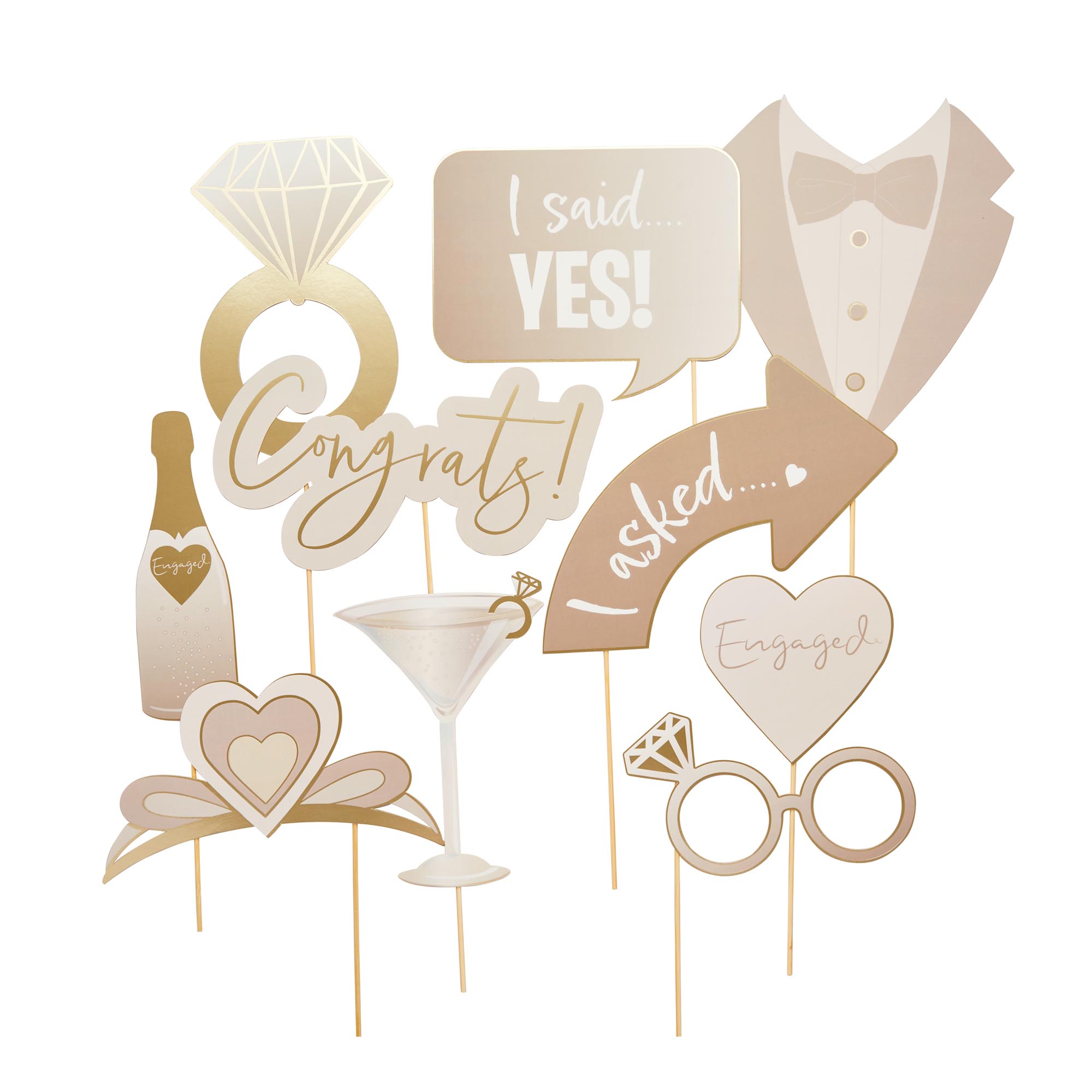 Engagement Photo Booth Props - Pack of 10