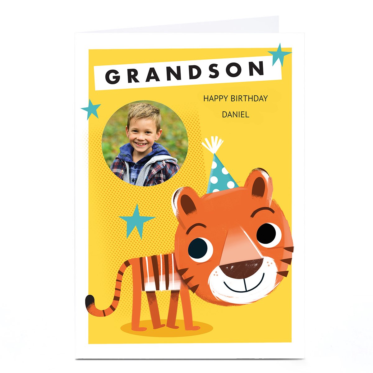Photo Hello Munki Birthday Card - Grandson Tiger