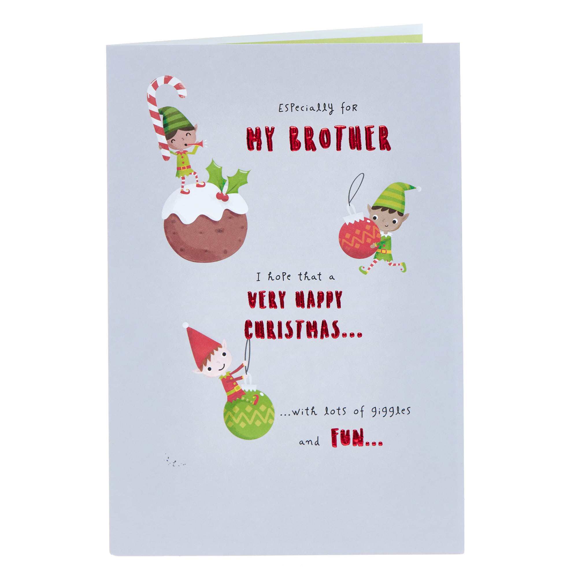 For My Brother Elves Christmas Card