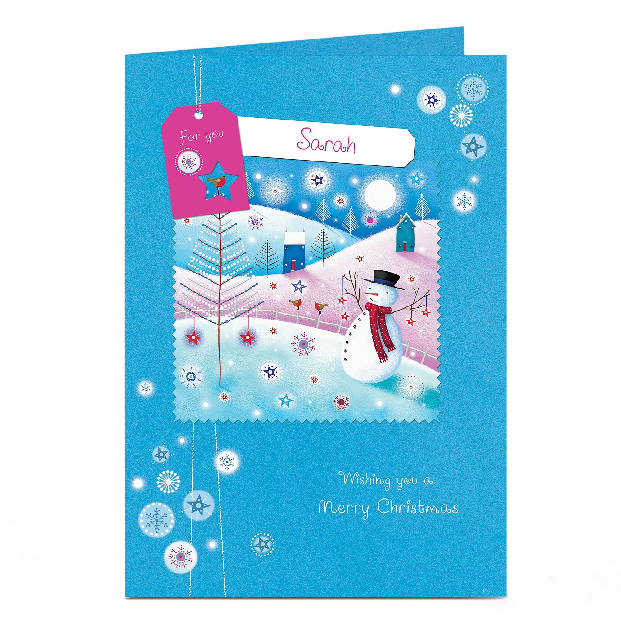 Personalised Christmas Card - Blue Snowman