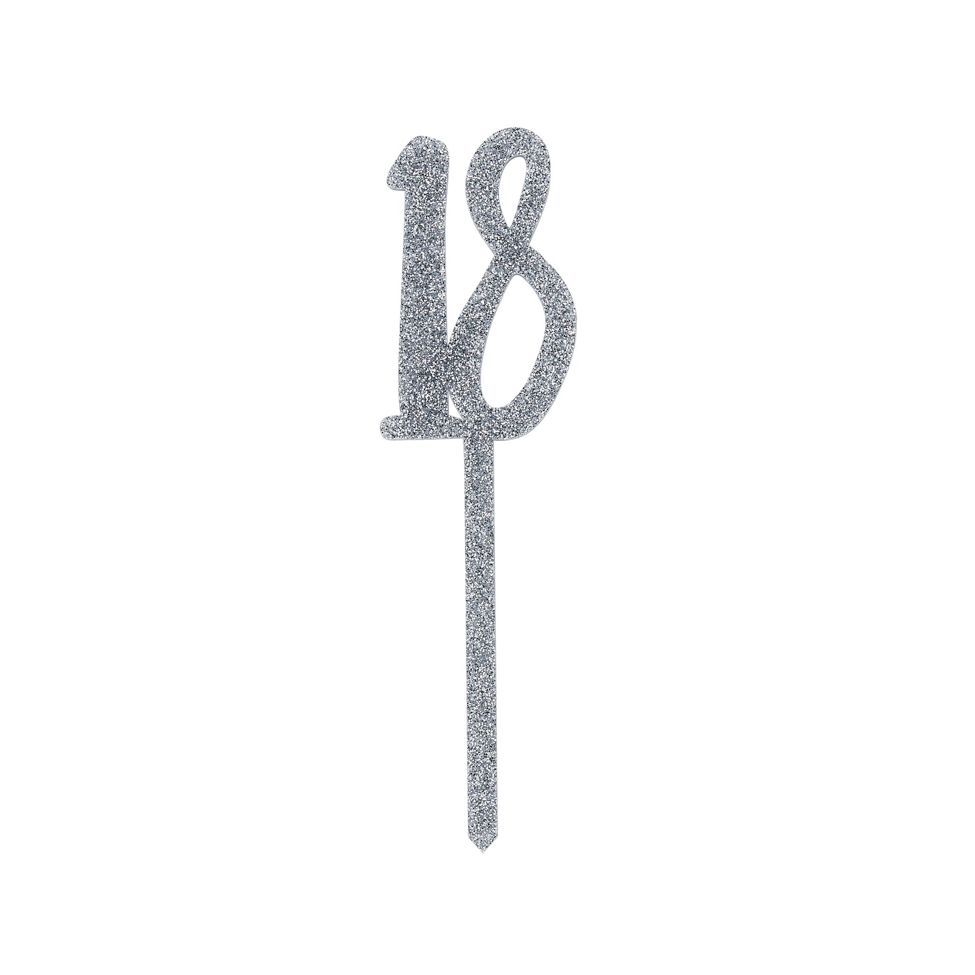 Metallic 18 Glitter Acrylic Cake Topper (3 Colour Options)