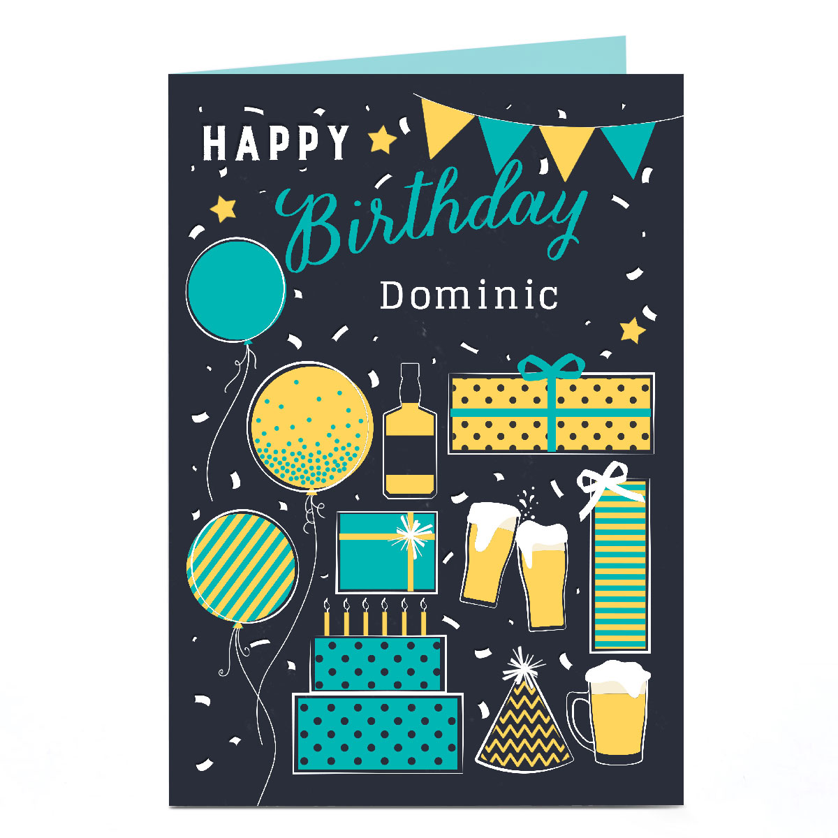 Personalised Birthday Card - Booze, Presents and Balloons