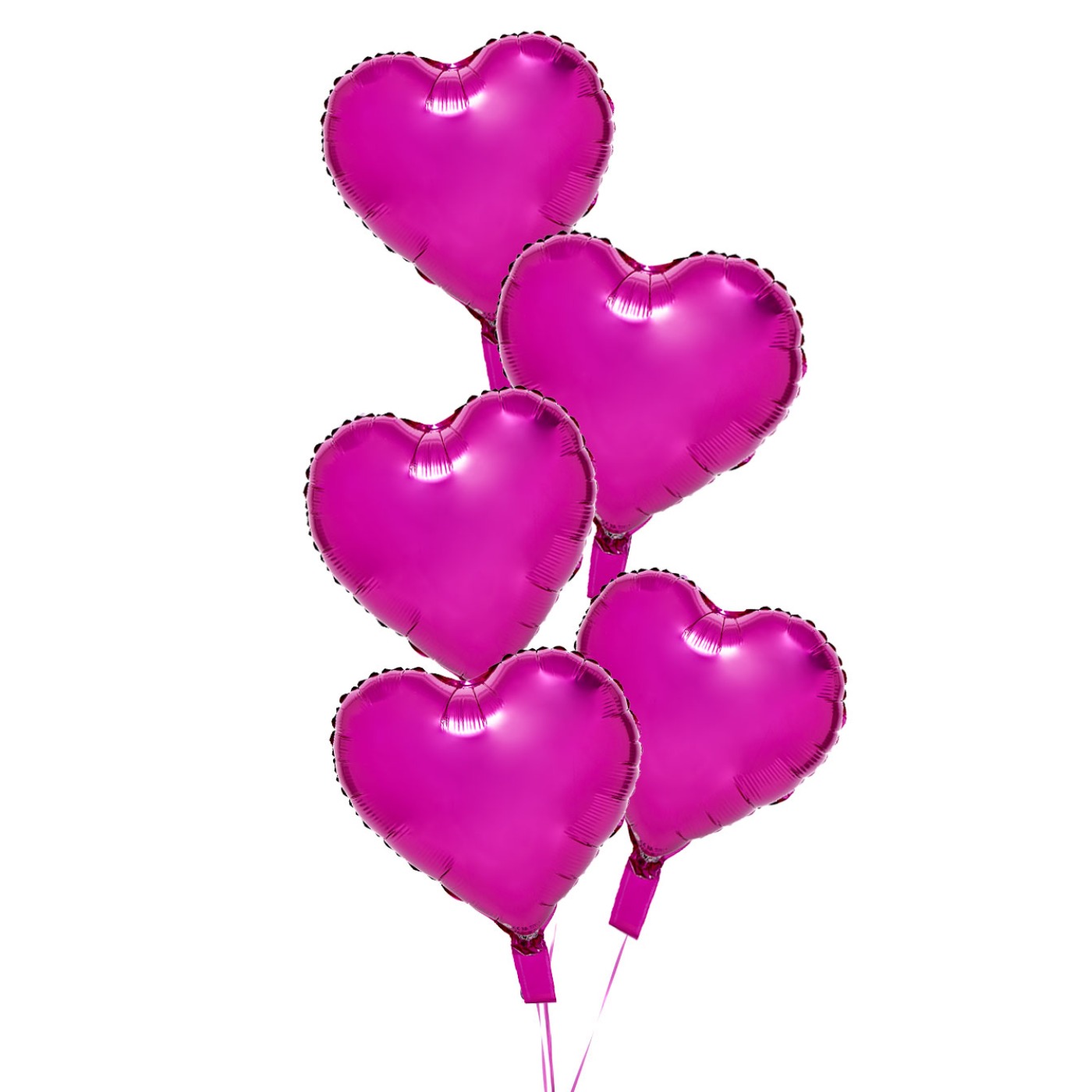5 Light Pink Hearts Balloon Bouquet - DELIVERED INFLATED!