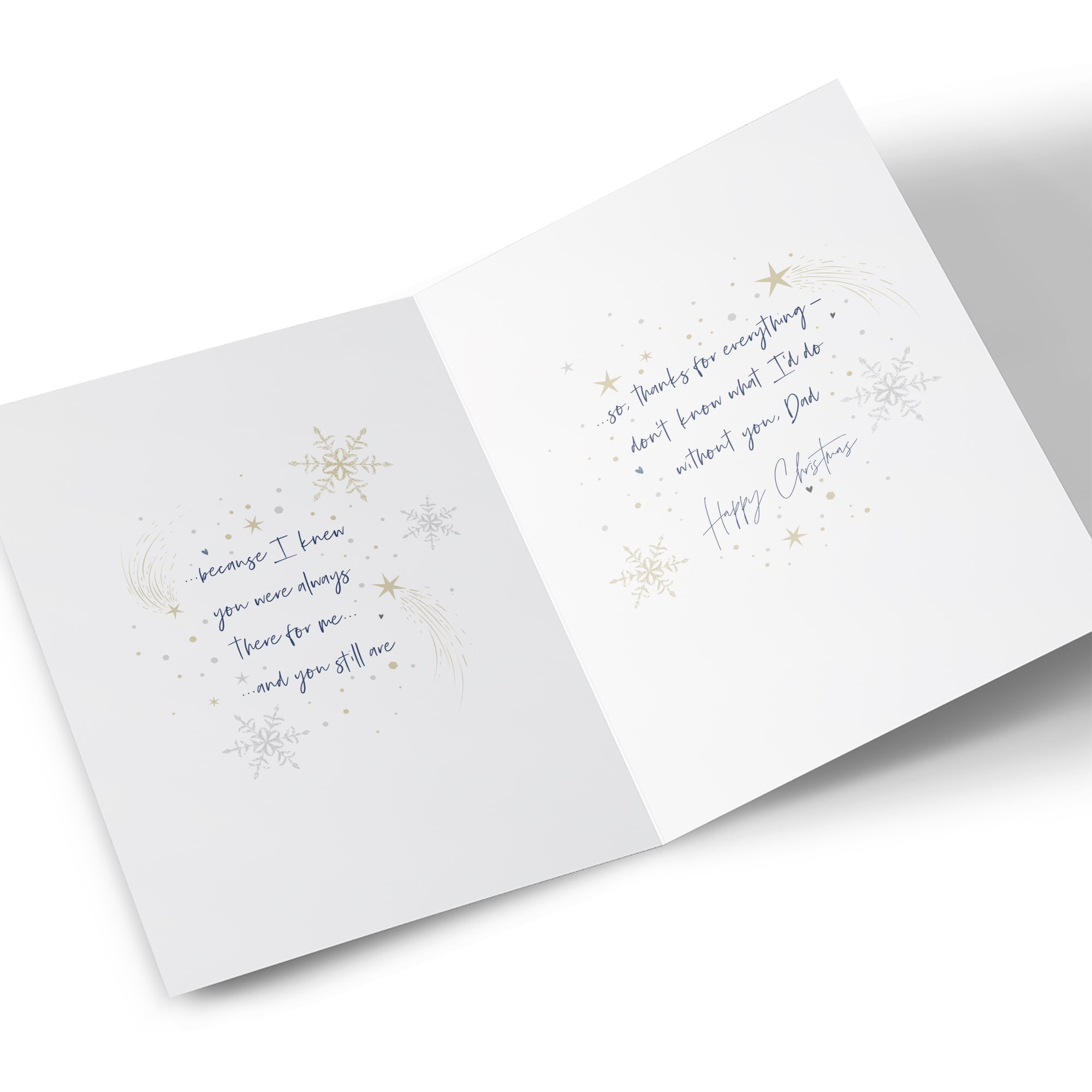 Christmas Card - Dad from Son Message in Stars and Snowflakes