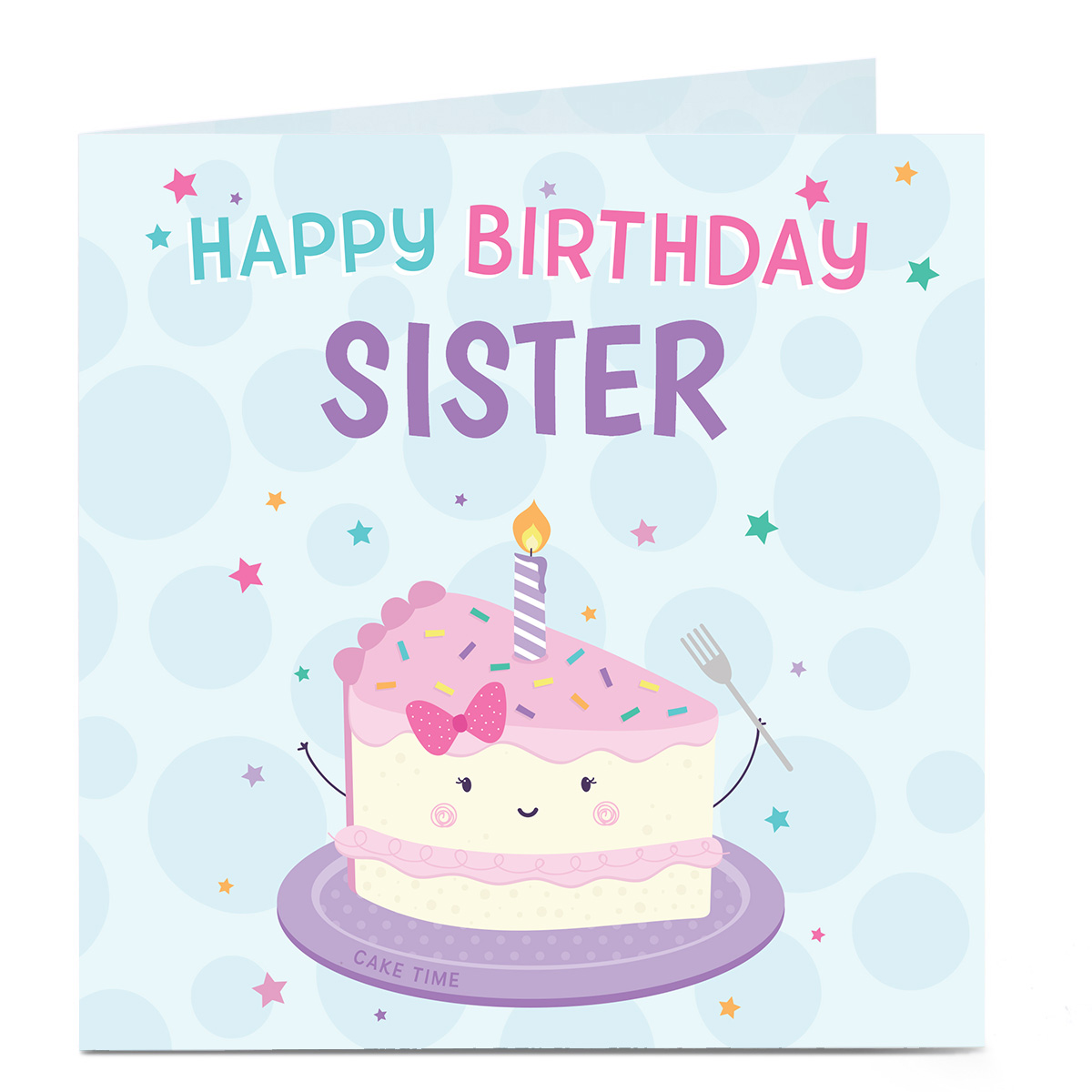 Personalised Birthday Card - Smiling Cake, Any Relation