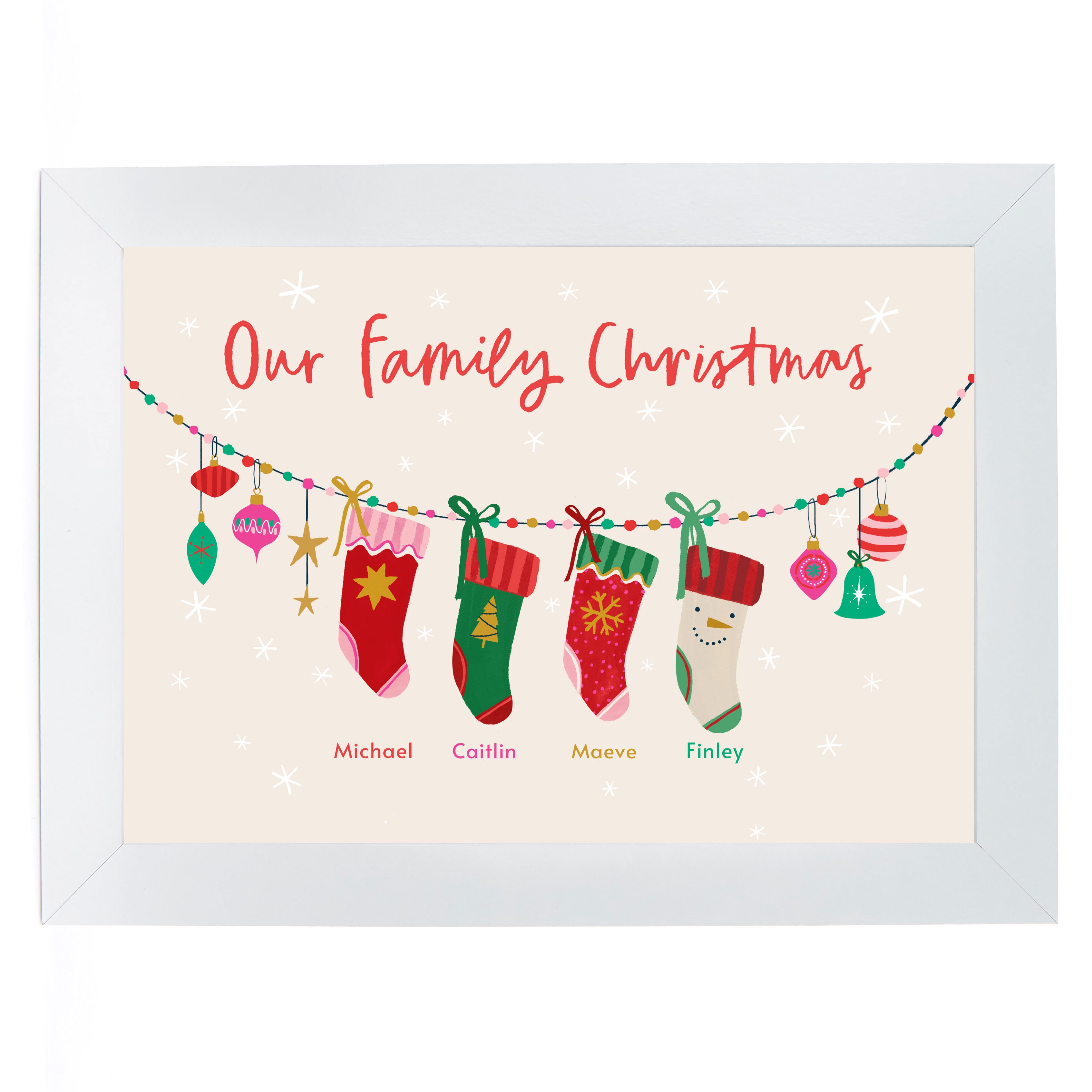 Personalised Family of 4 Christmas Print - 4 Stockings