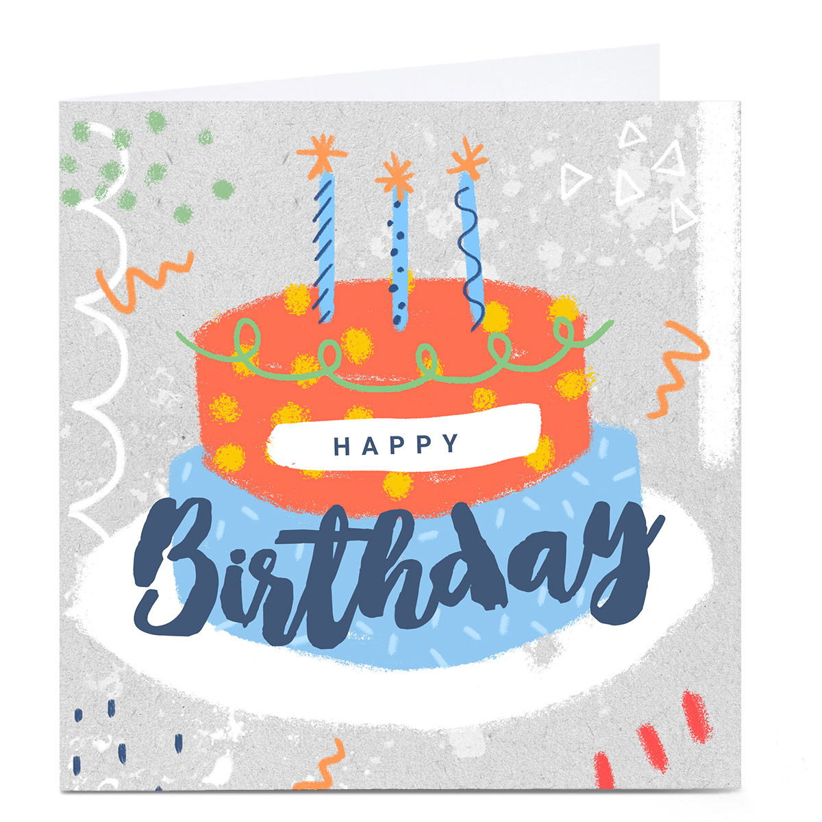 Personalised Little Mono Birthday Card - Cake