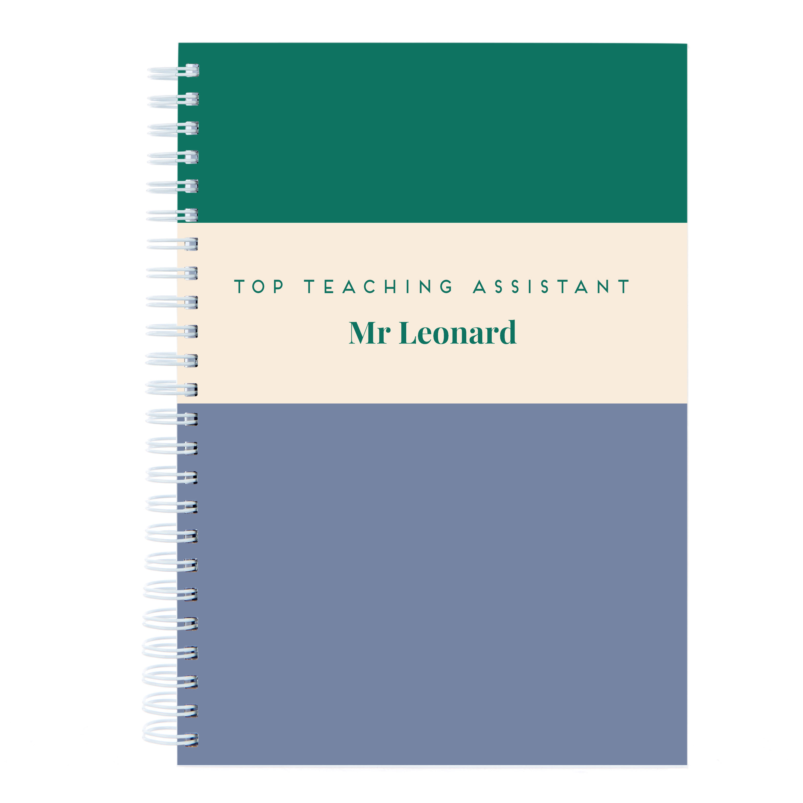 Personalised Thank You Teacher Notebook - Green Stripes