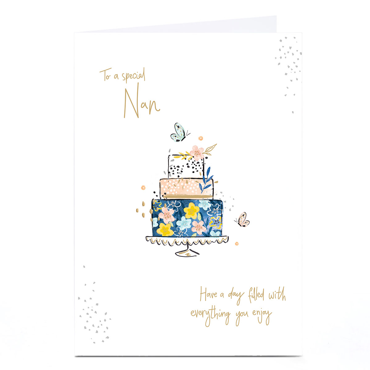 Birthday Card - Flroal Tiered Cake, Nan