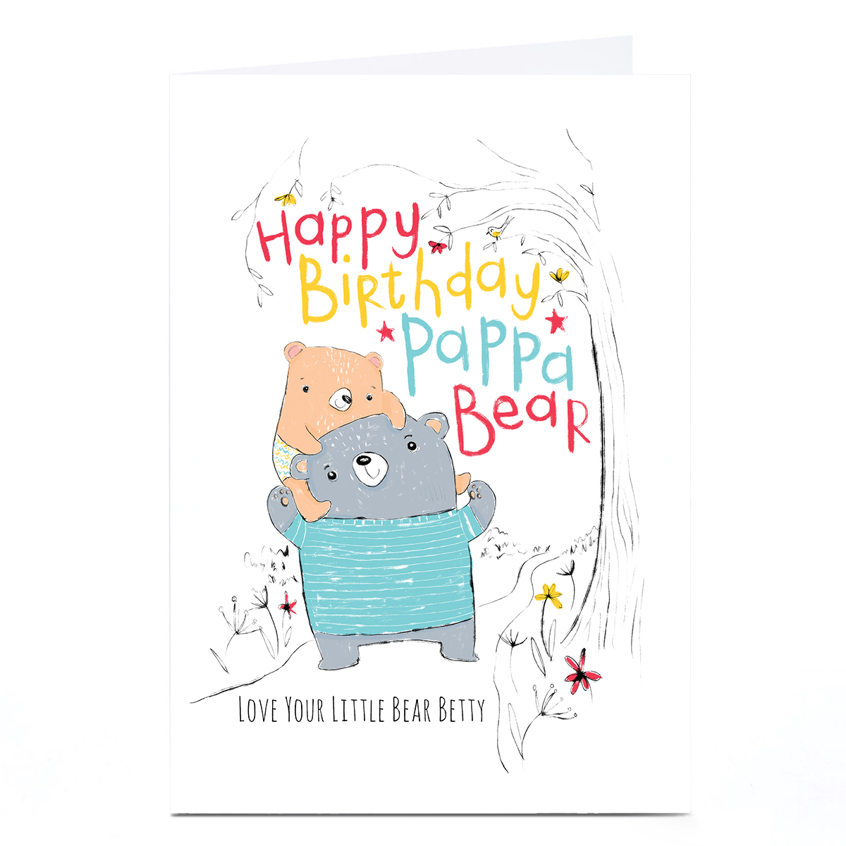 Personalised Emma Valenghi Birthday Card - Pappa Bear