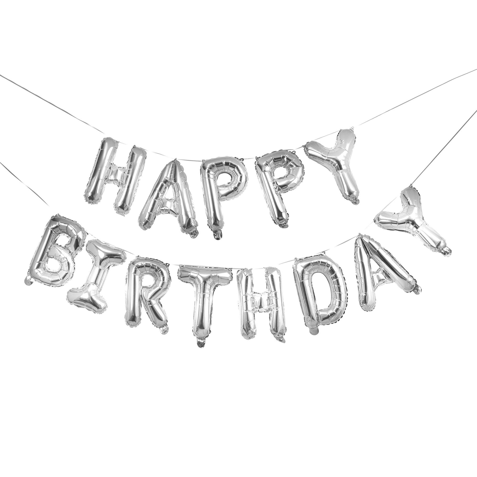 16-Inch Metallic 'Happy Birthday' Foil Balloon Garland (3 Colour Options)