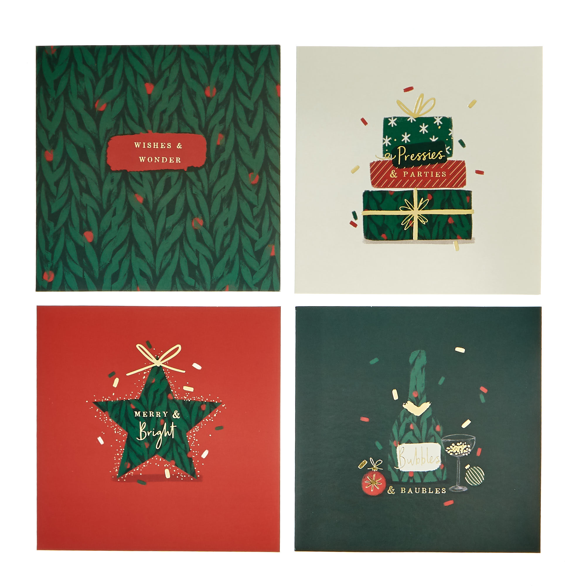 16 Charity Christmas Cards - Red & Green (4 Designs)