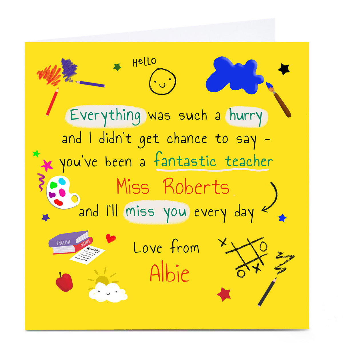 Personalised Thank You Card - Fantastic Teacher 