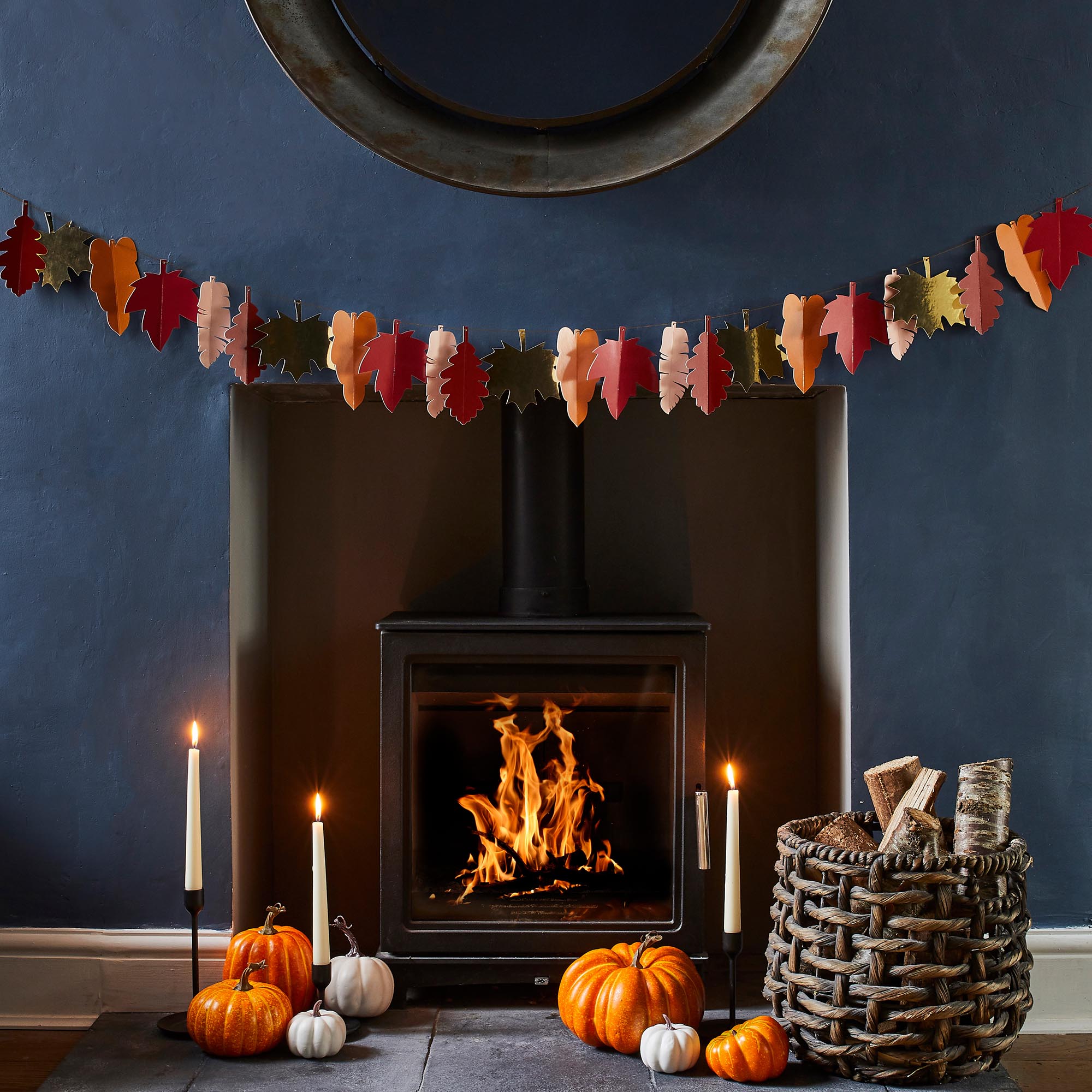 Autumnal Leaf Card Garland 2m