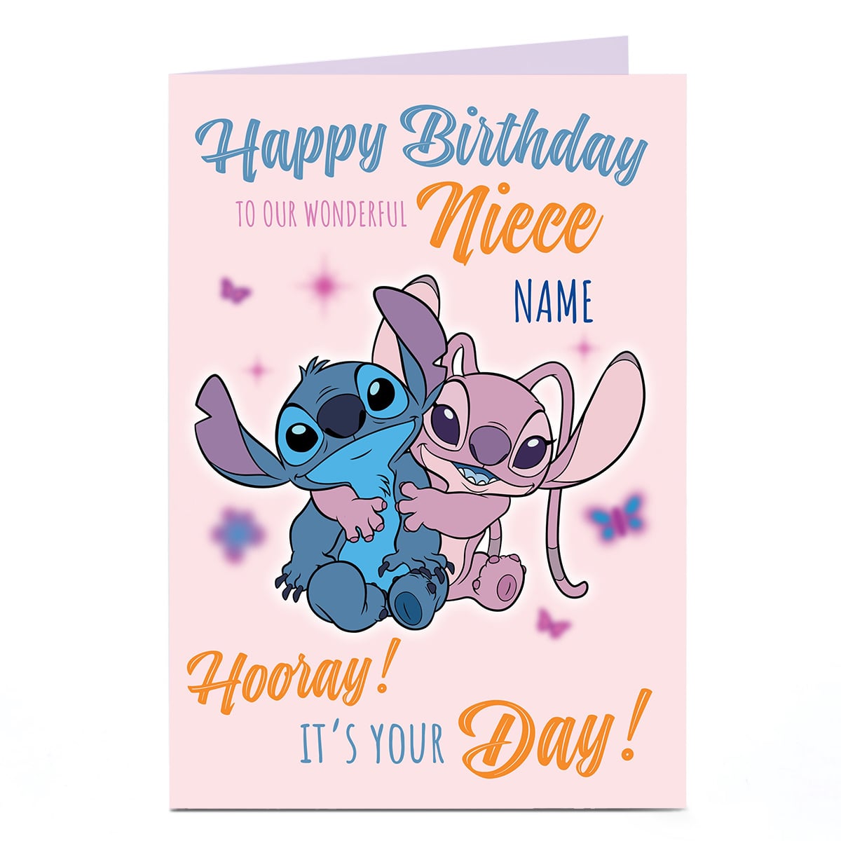 Personalised Stitch Birthday Card - Stitch and Angel, Niece 