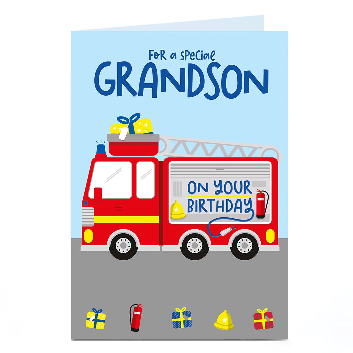 Birthday Card -  Fire Engine Truck Loads of Fun, Grandson