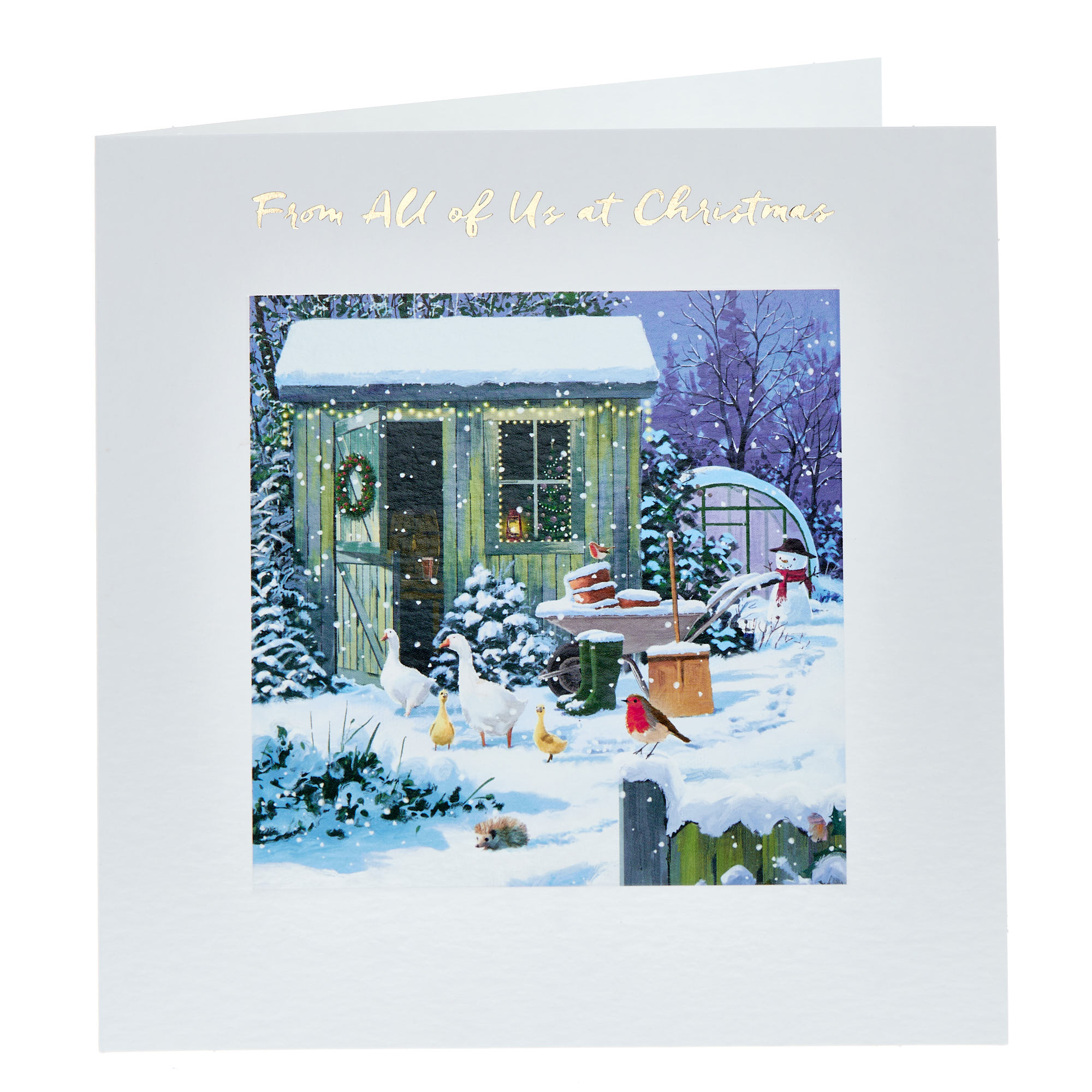From All Of Us Snowy Shed & Ducks Christmas Card