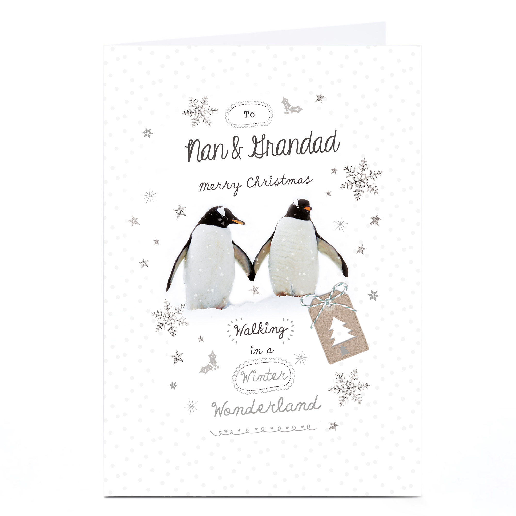 Personalised Christmas Card - Penguins Nan and Grandad