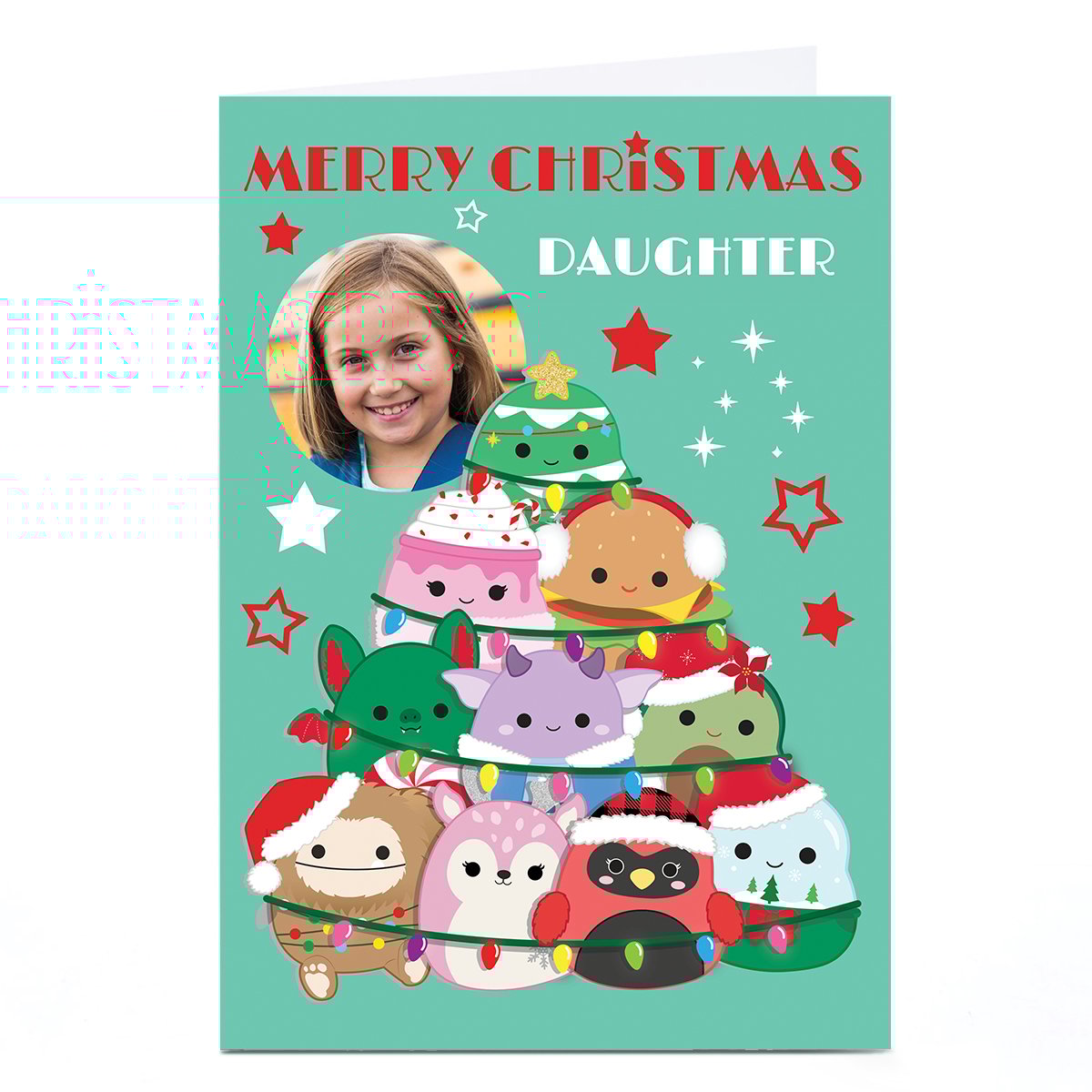 Photo Squishmallows Christmas Card - Cute Character Tree, Daughter