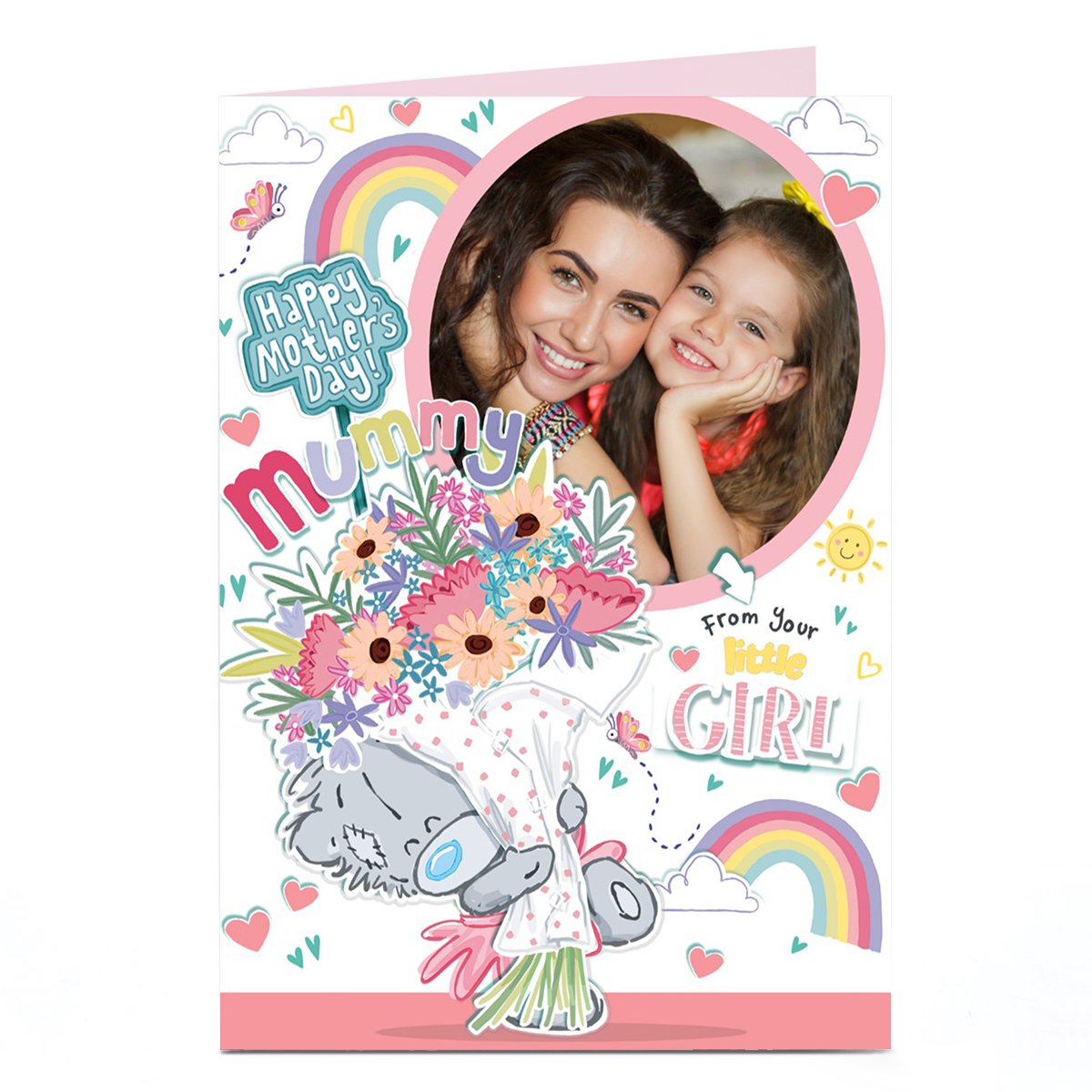 Photo Tatty Teddy Mother's Day Card - Mummy Bouquet From Your Little Girl