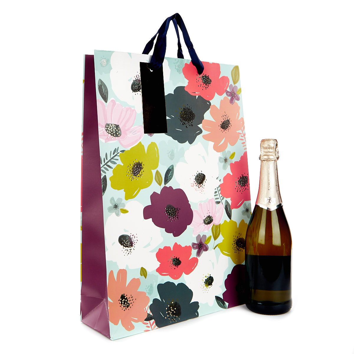 Extra Large Portrait Blue & Purple Floral Gift Bag