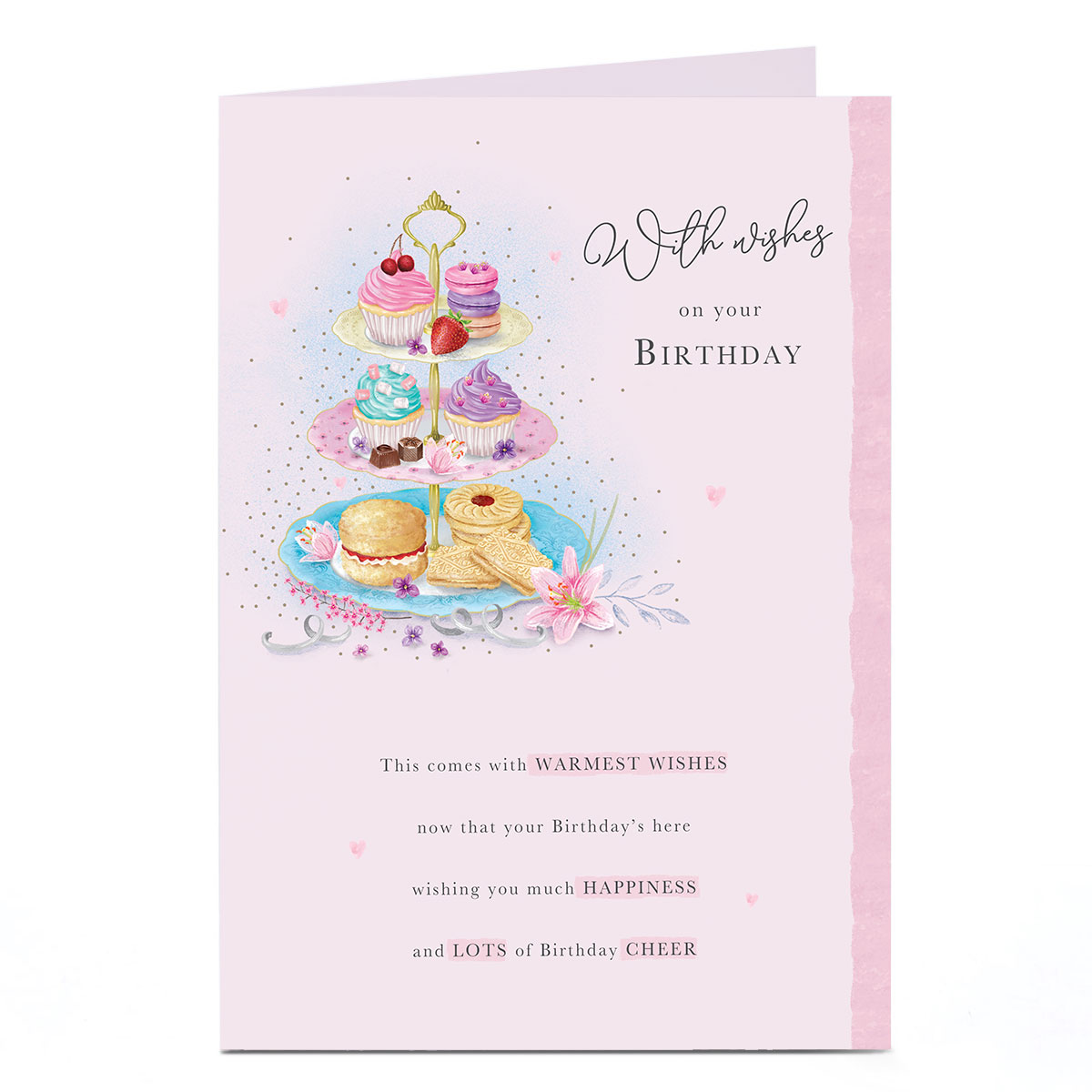 Birthday Card - Warmest Wishes Cake Stand