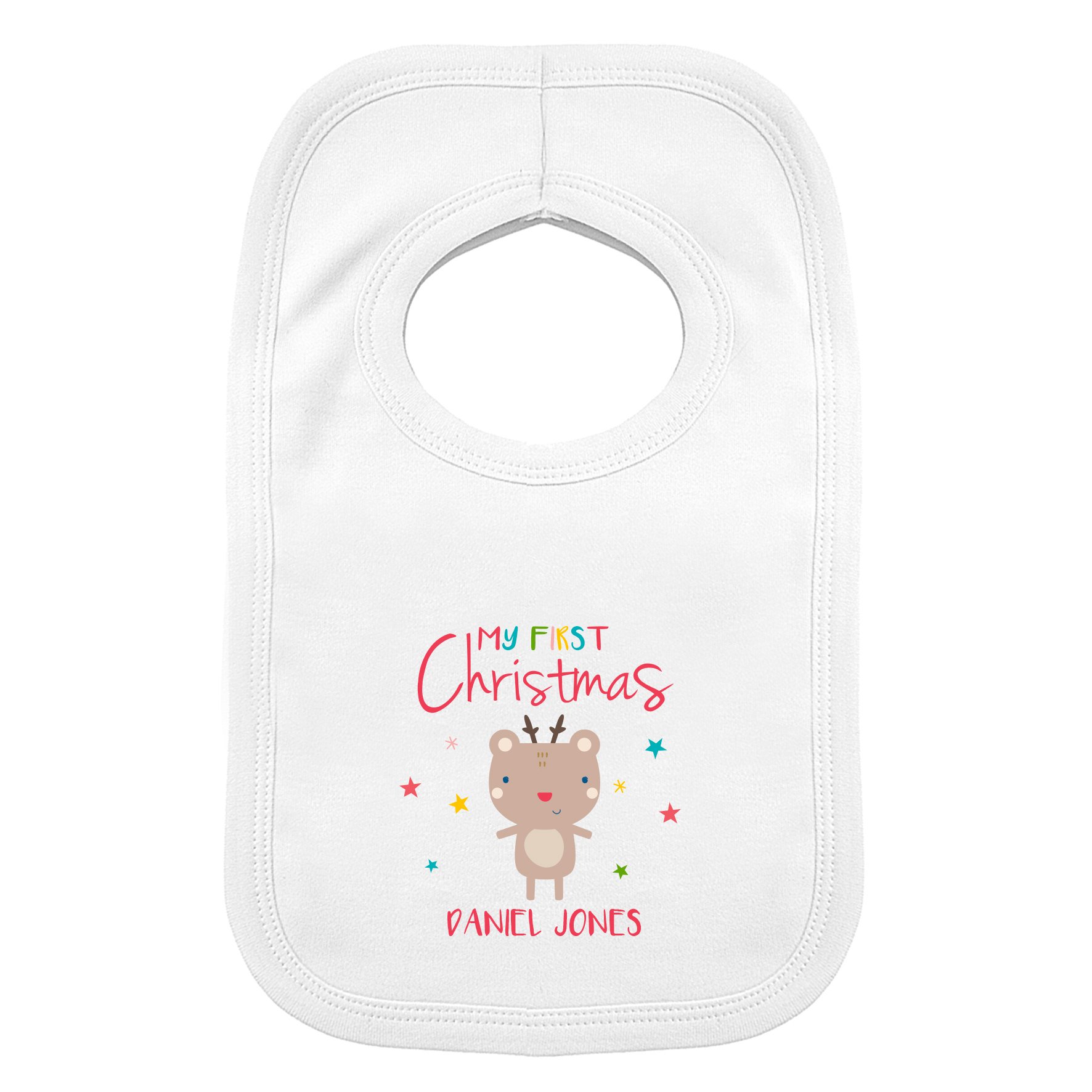 Personalised Baby Bib - My First Christmas Reindeer