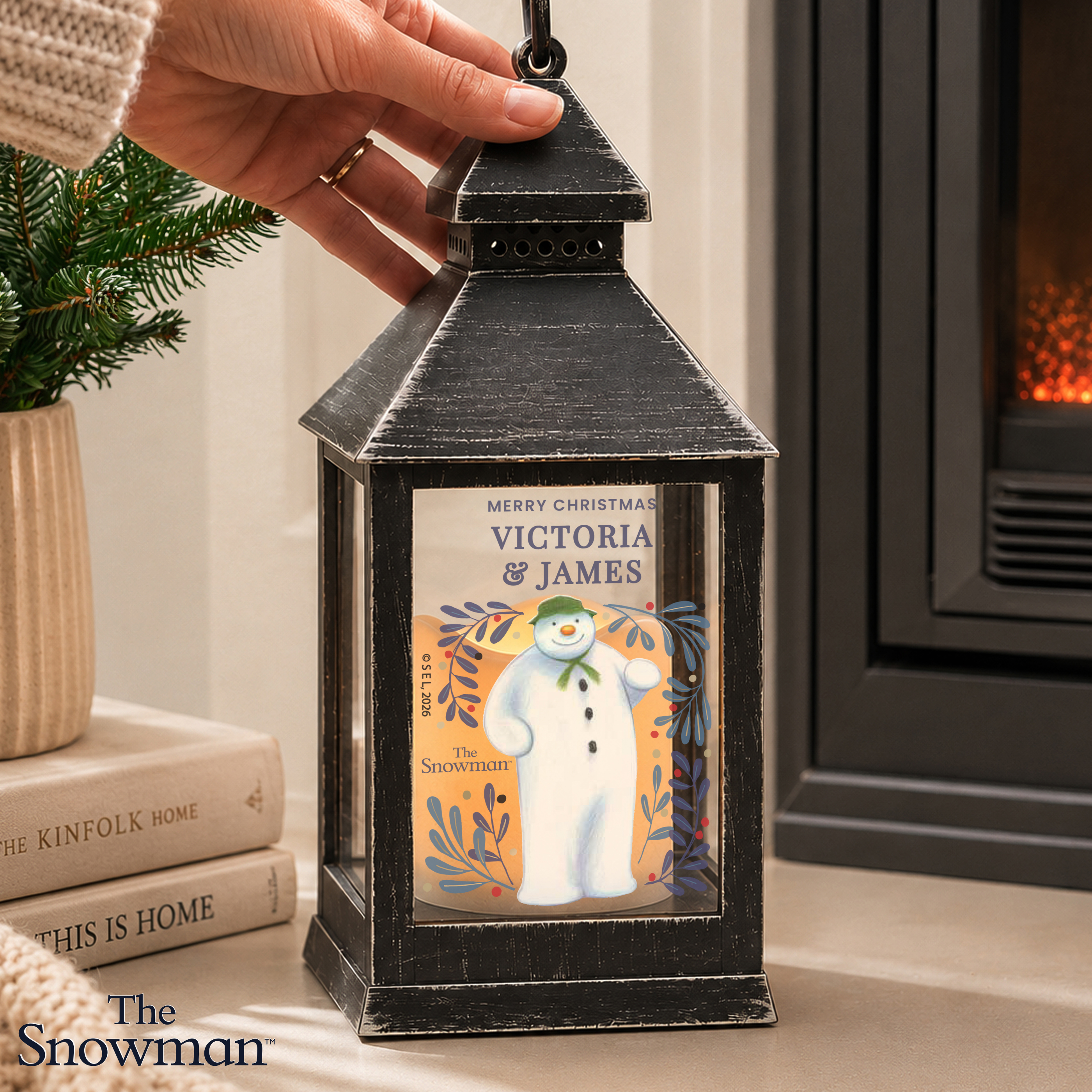 Personalised The Snowman Countdown to Christmas Black Lantern