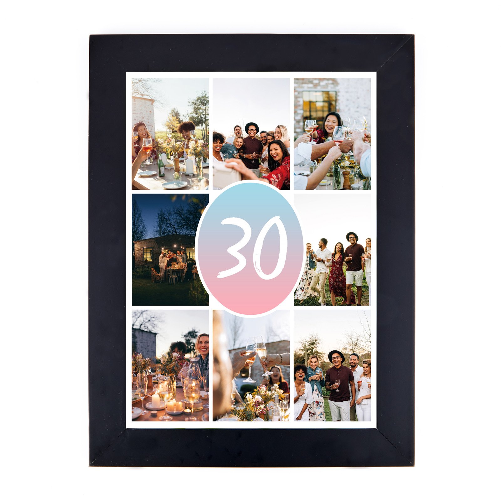 Personalised 30th Birthday Photo Print - Pink & Blue Gradient