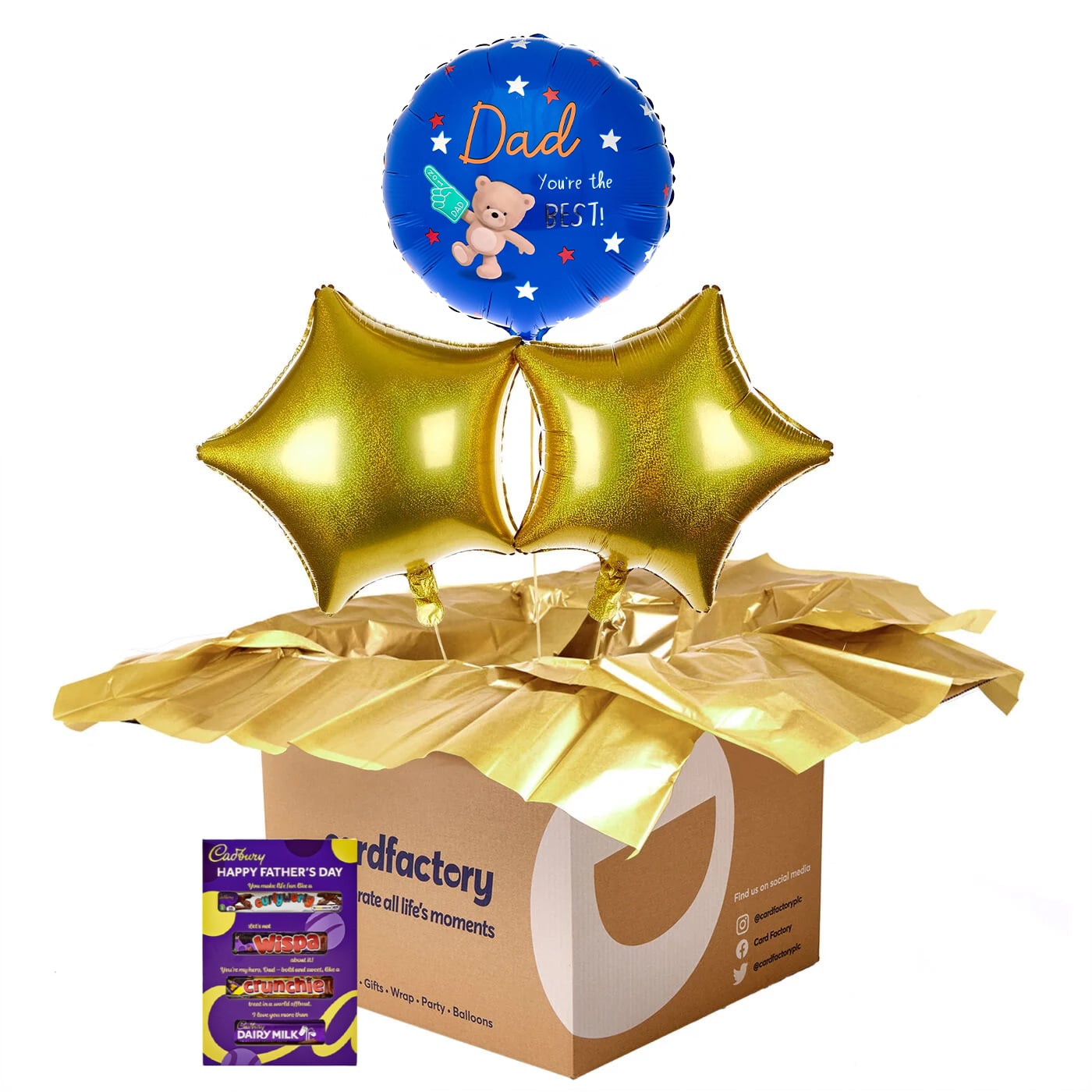 Hugs Dad Balloon & Chocolate Card - Pre-Order For Father's Day!