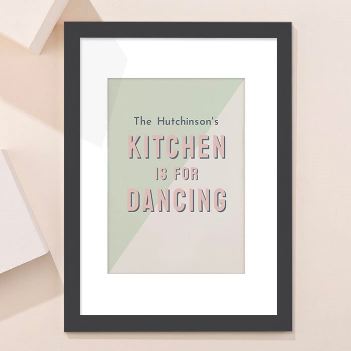 Personalised Kitchen Is For Dancing Framed Wall Art - Family Name