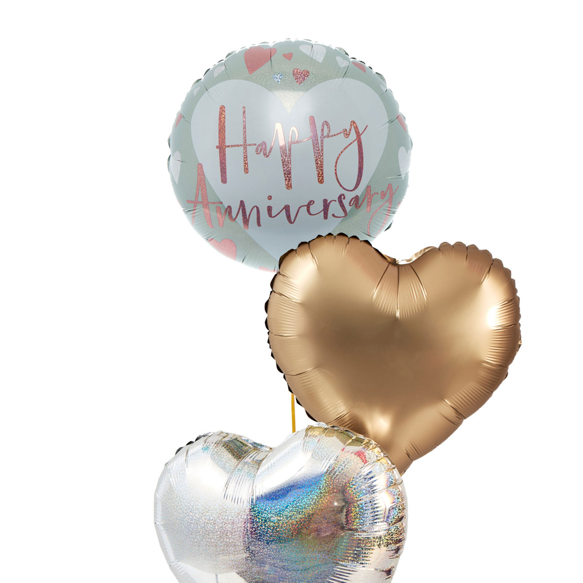 Grey & Pink Happy Anniversary Inflated Balloon Arrangement