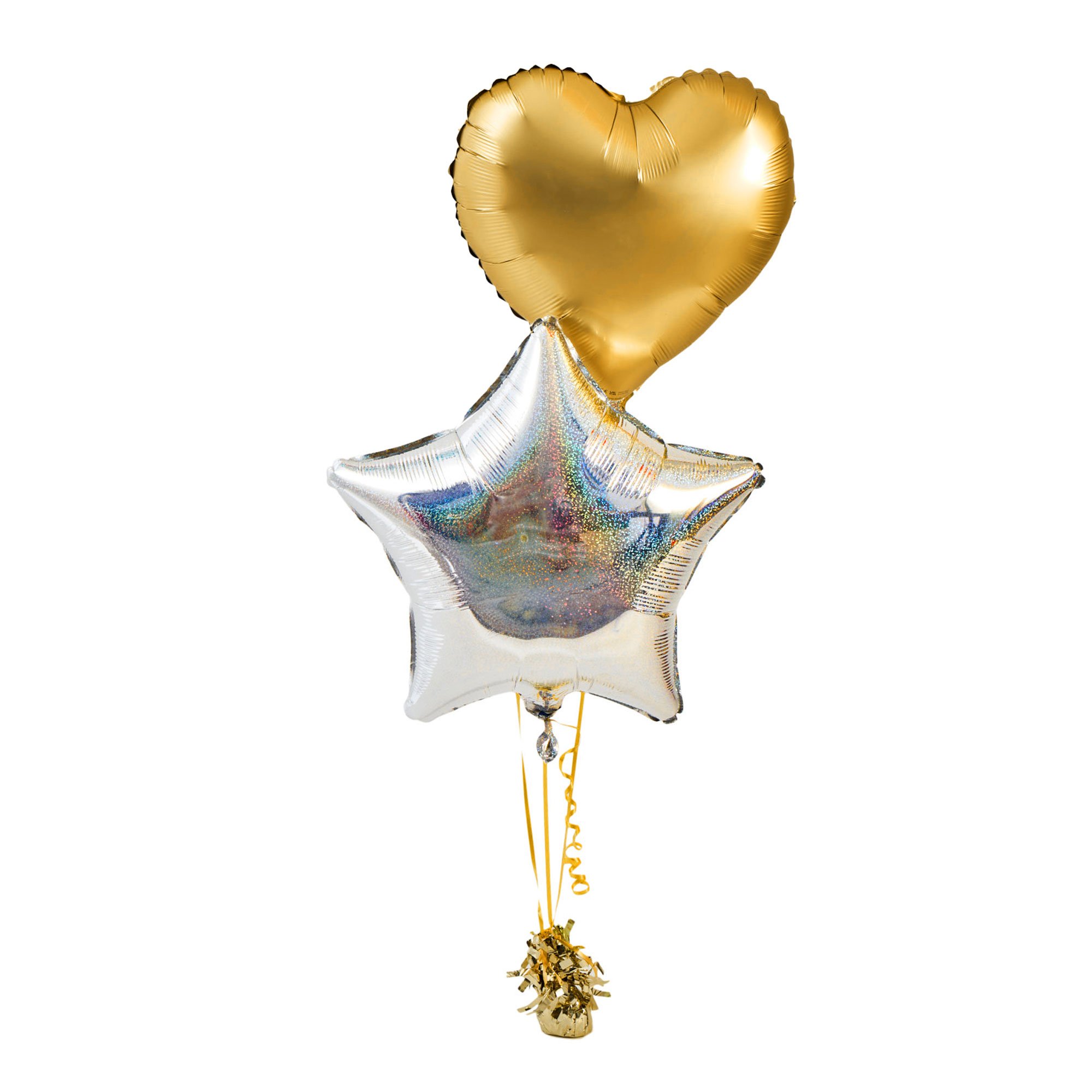 Silver & Gold Display Inflated Balloon Arrangement