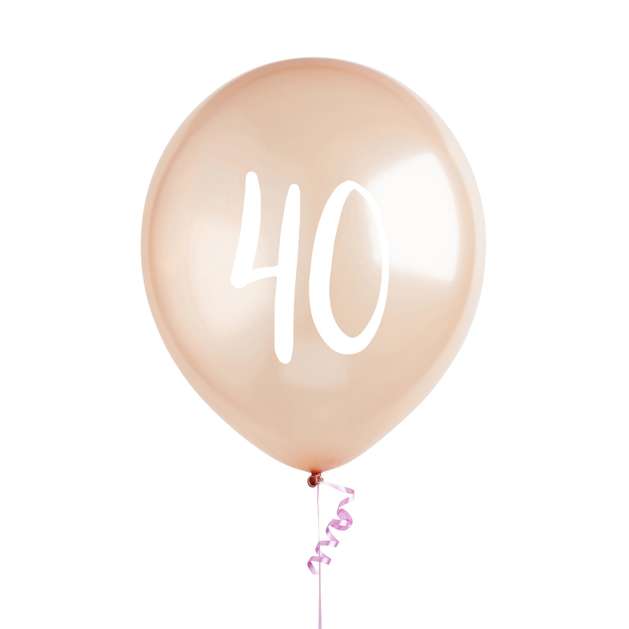Metallic Rose Gold Number Latex Balloons - Pack of 5 (Milestone Ages)