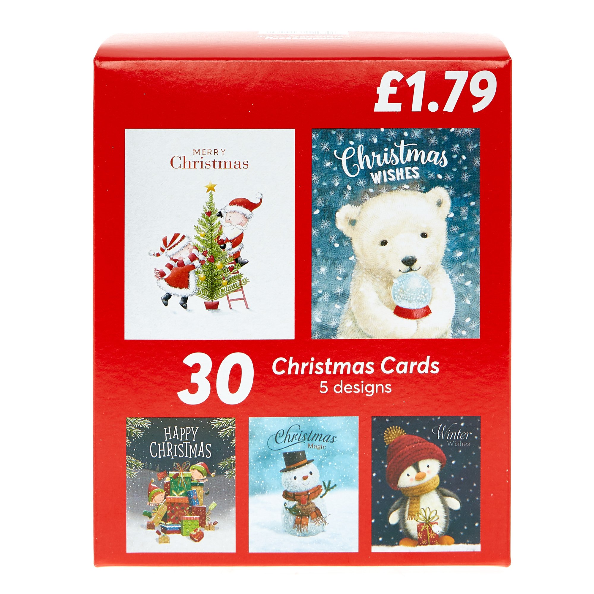 30 Value Christmas Cards - Cute (5 Designs)