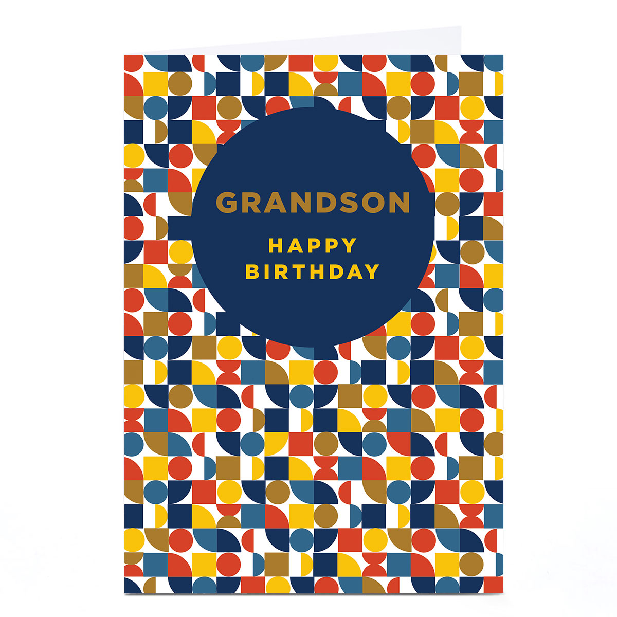 Personalised Birthday Card - Bright Geometric, Grandson