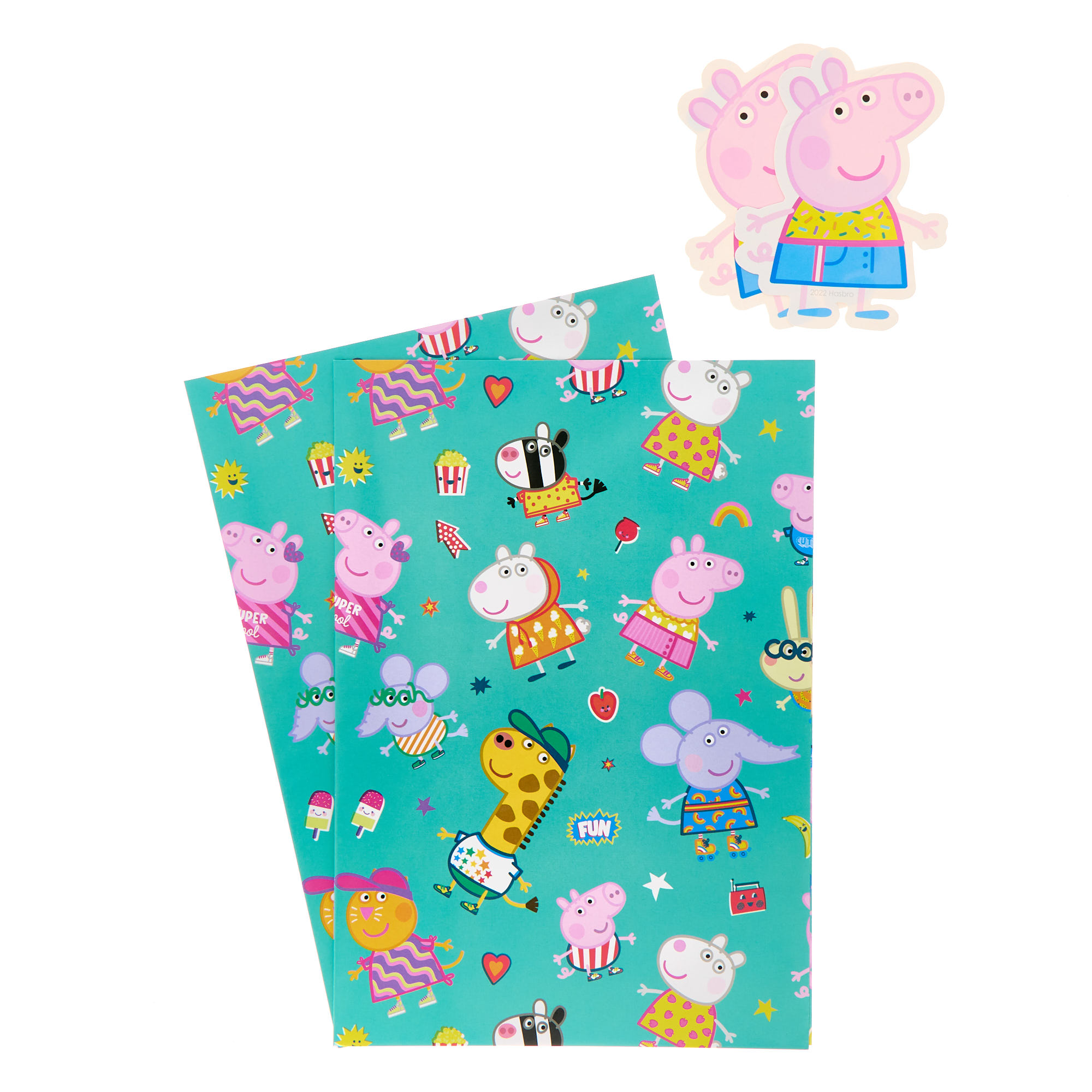 Peppa Pig Wrapping Paper - 2 Sheets & 2 Tags