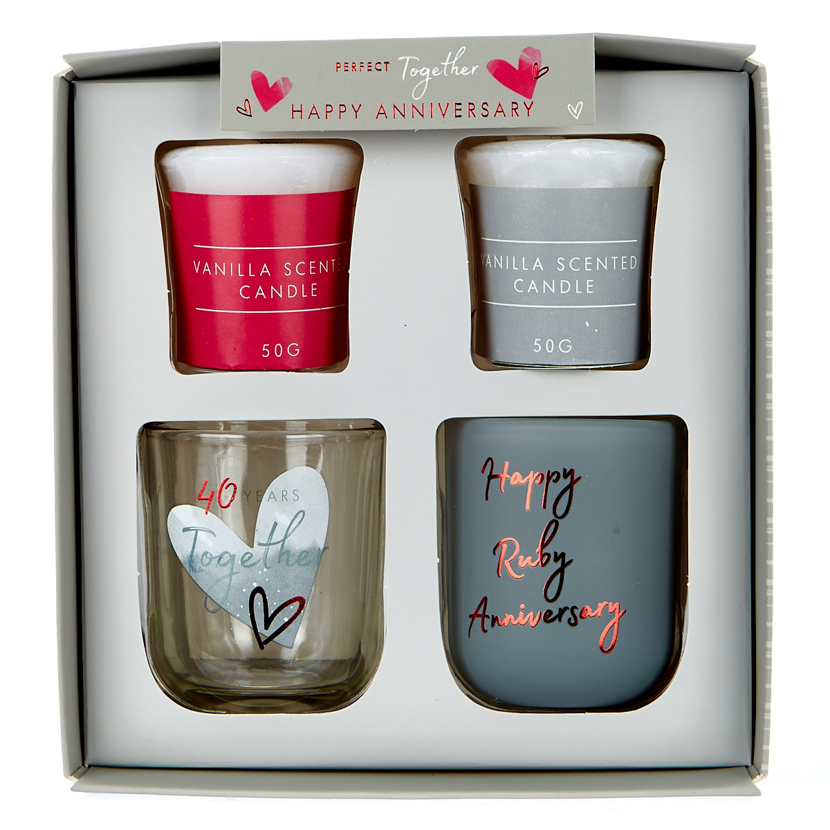 Set of 2 Vanilla Scented Candles - 40th Anniversary