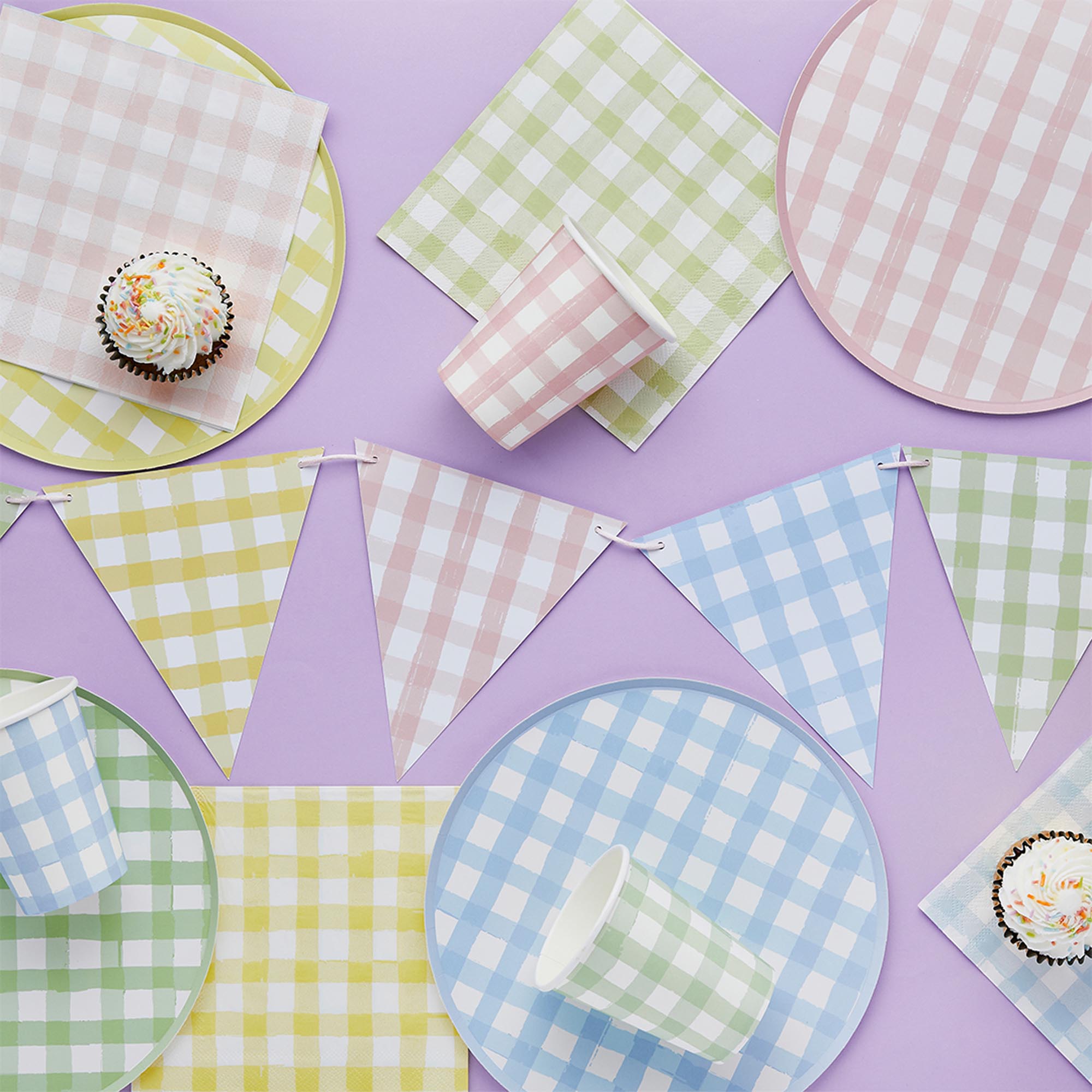 Gingham Paper Card Bunting 2.5m