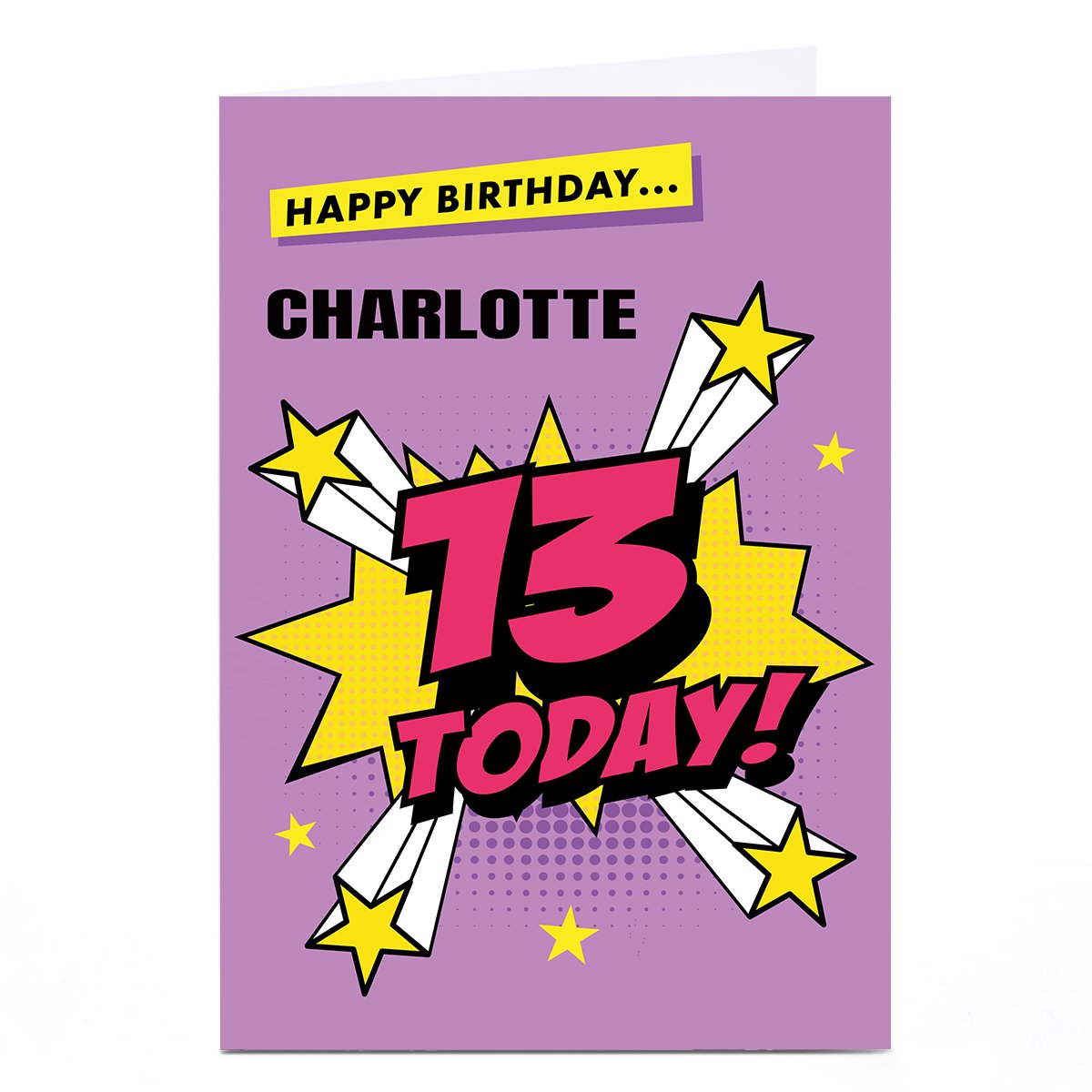 Personalised Hello Munki 13th Birthday Card - Pink Comic