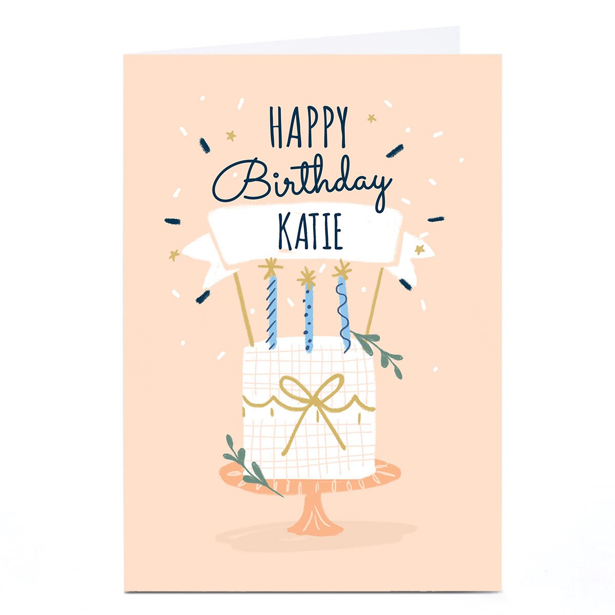 Personalised Little Mono Birthday Card - Peach Cake