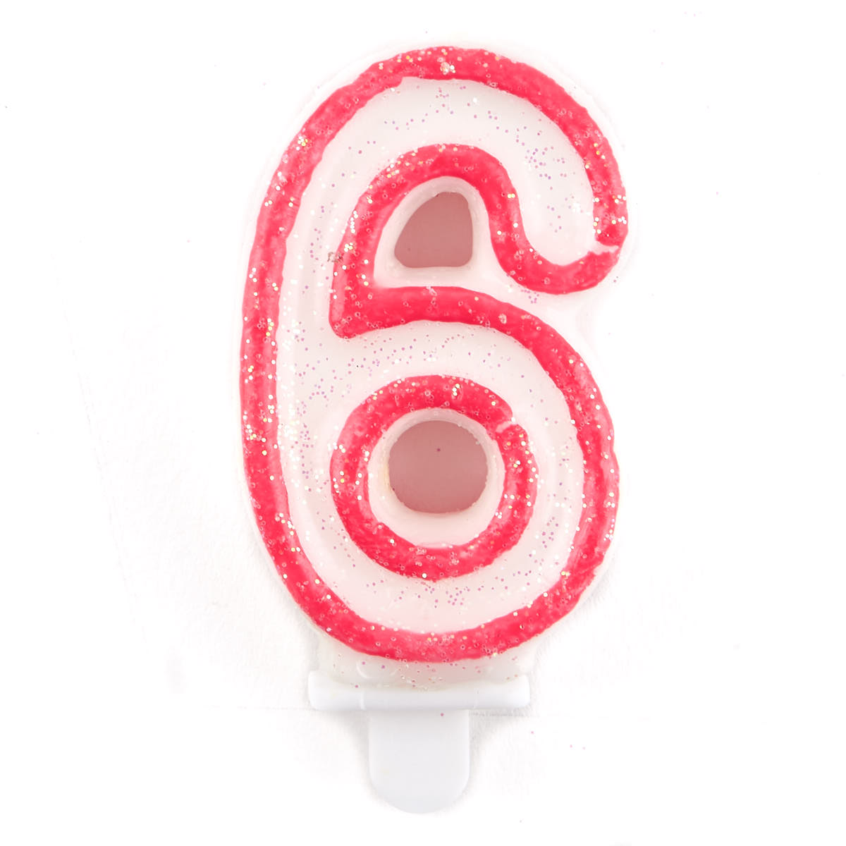 Pink Glittery Number 6 Birthday Candle 