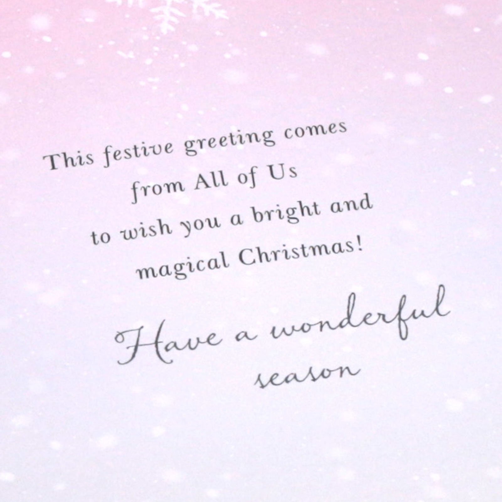 Exquisite Collection Christmas Card - From All Of Us, Cute Christmas Reindeer