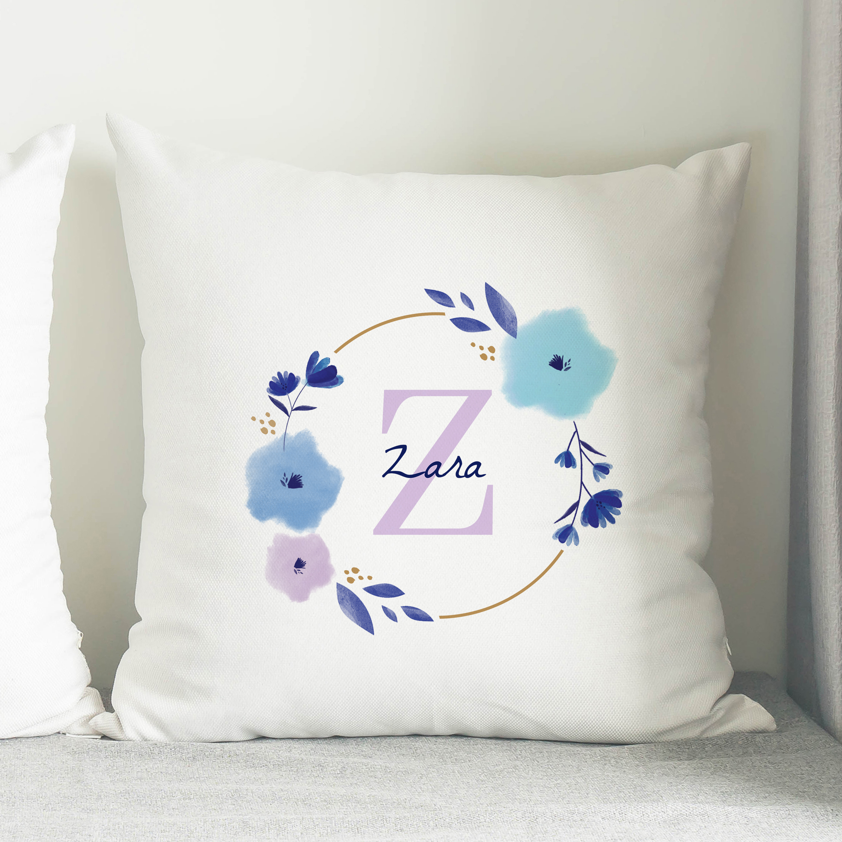 Personalised Floral Initial Cushion