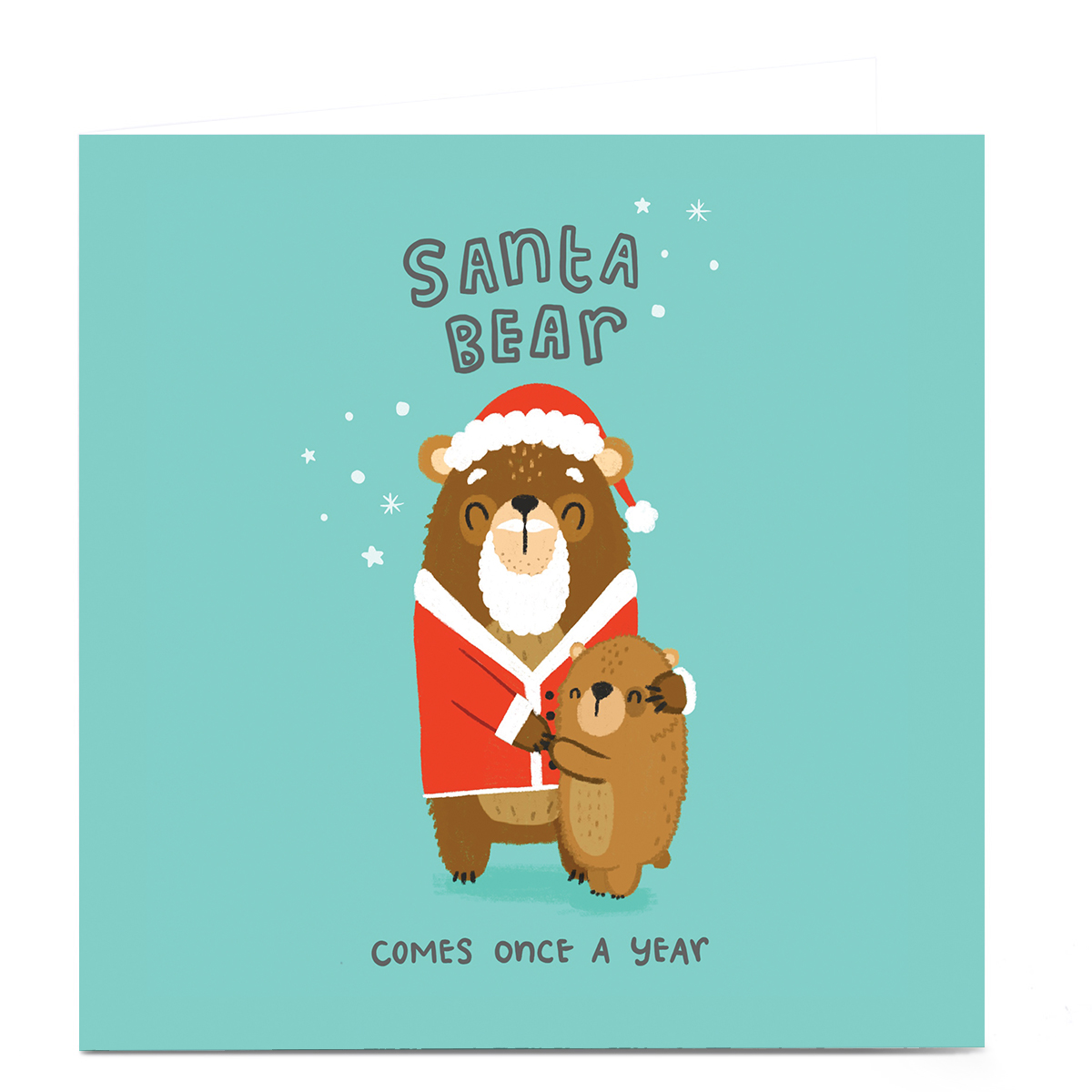 Personalised Blue Kiwi Christmas Card - Santa Bear