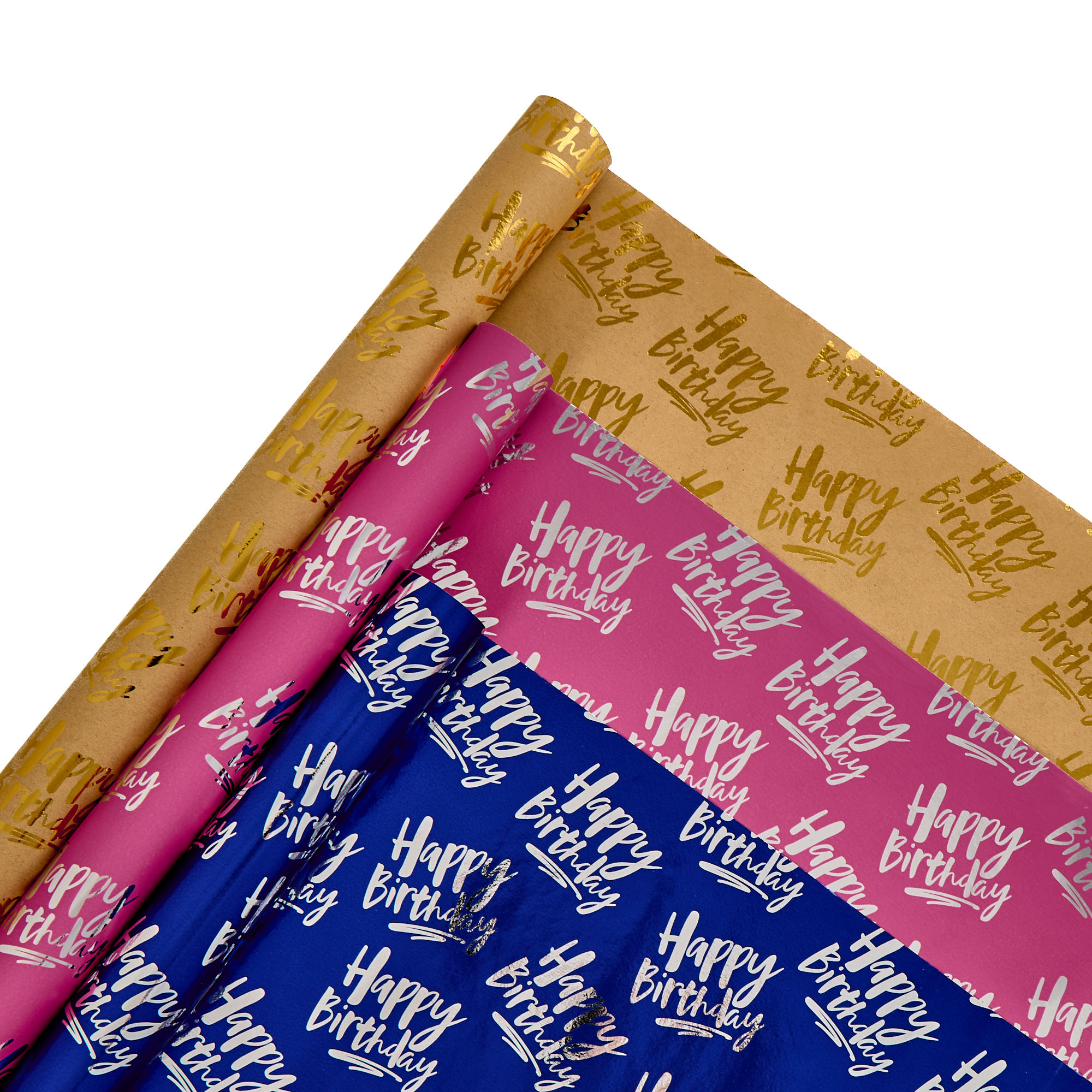 Happy Birthday Gift Wrap Rolls - Multipack of 3 