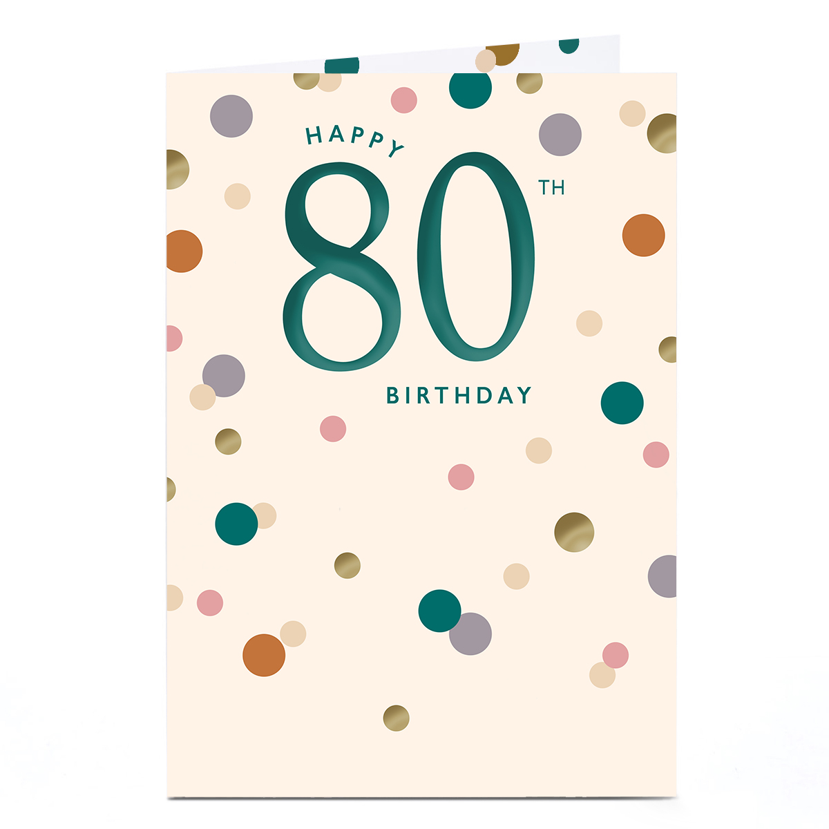 80th Birthday Card - Happy 80th Dots