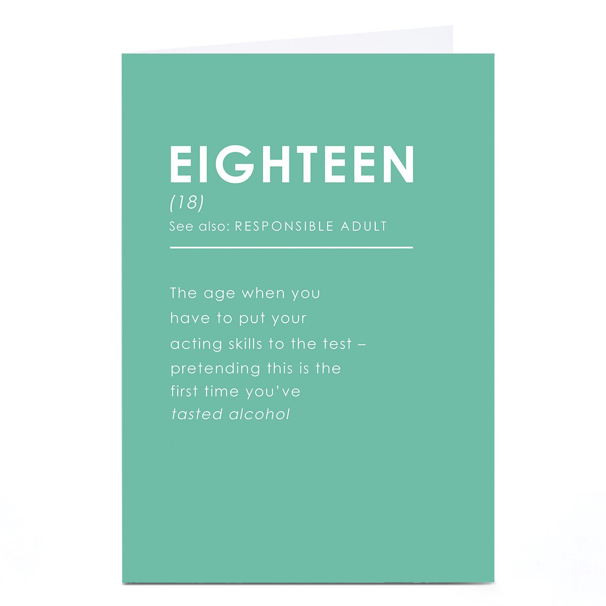 18th Birthday Card - Definition Responsible Adult