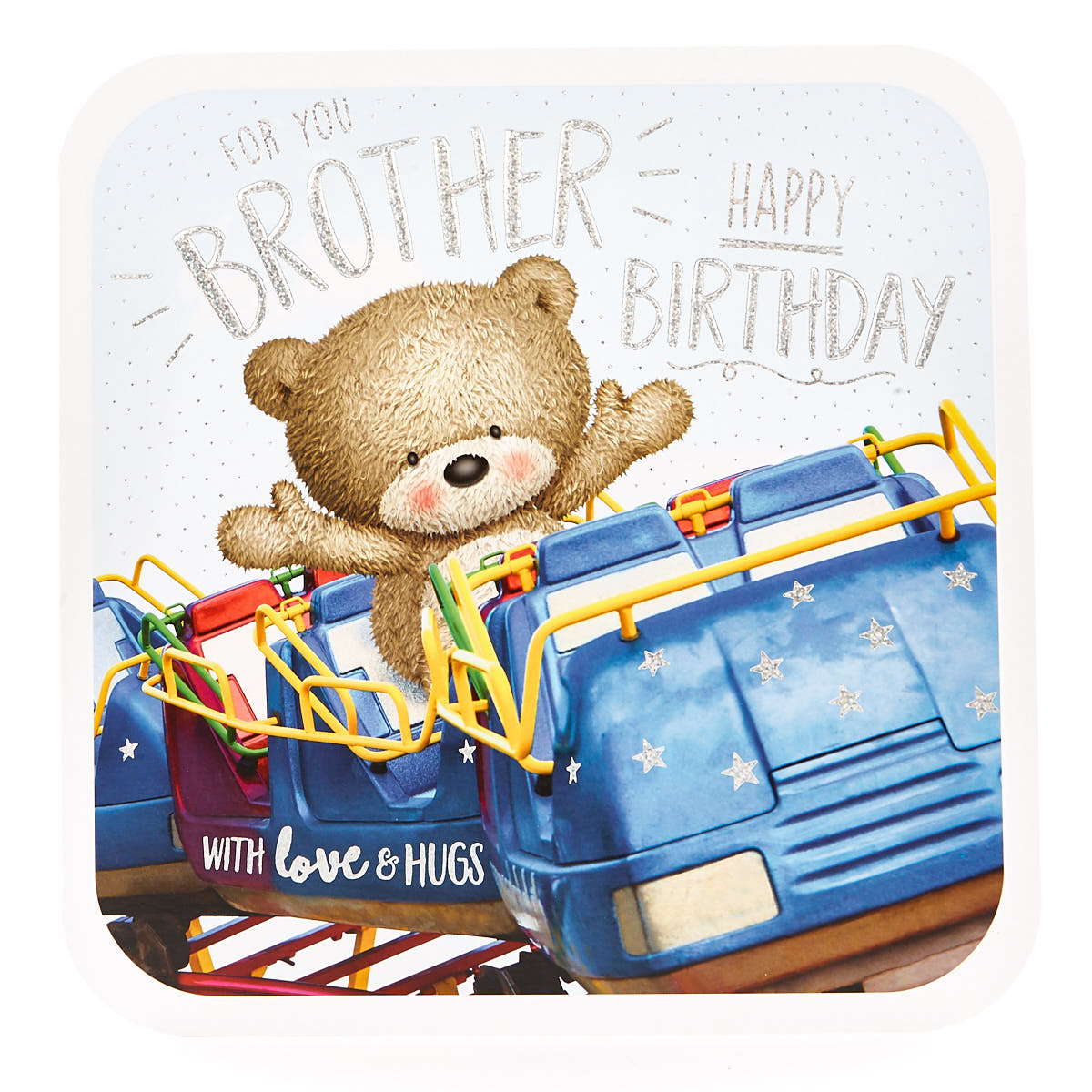 Platinum Collection Birthday Card - Brother Hugs Roller Coaster