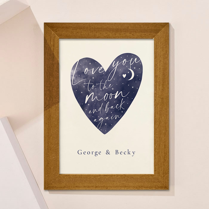 Personalised Love You To The Moon And Back Heart Framed Print